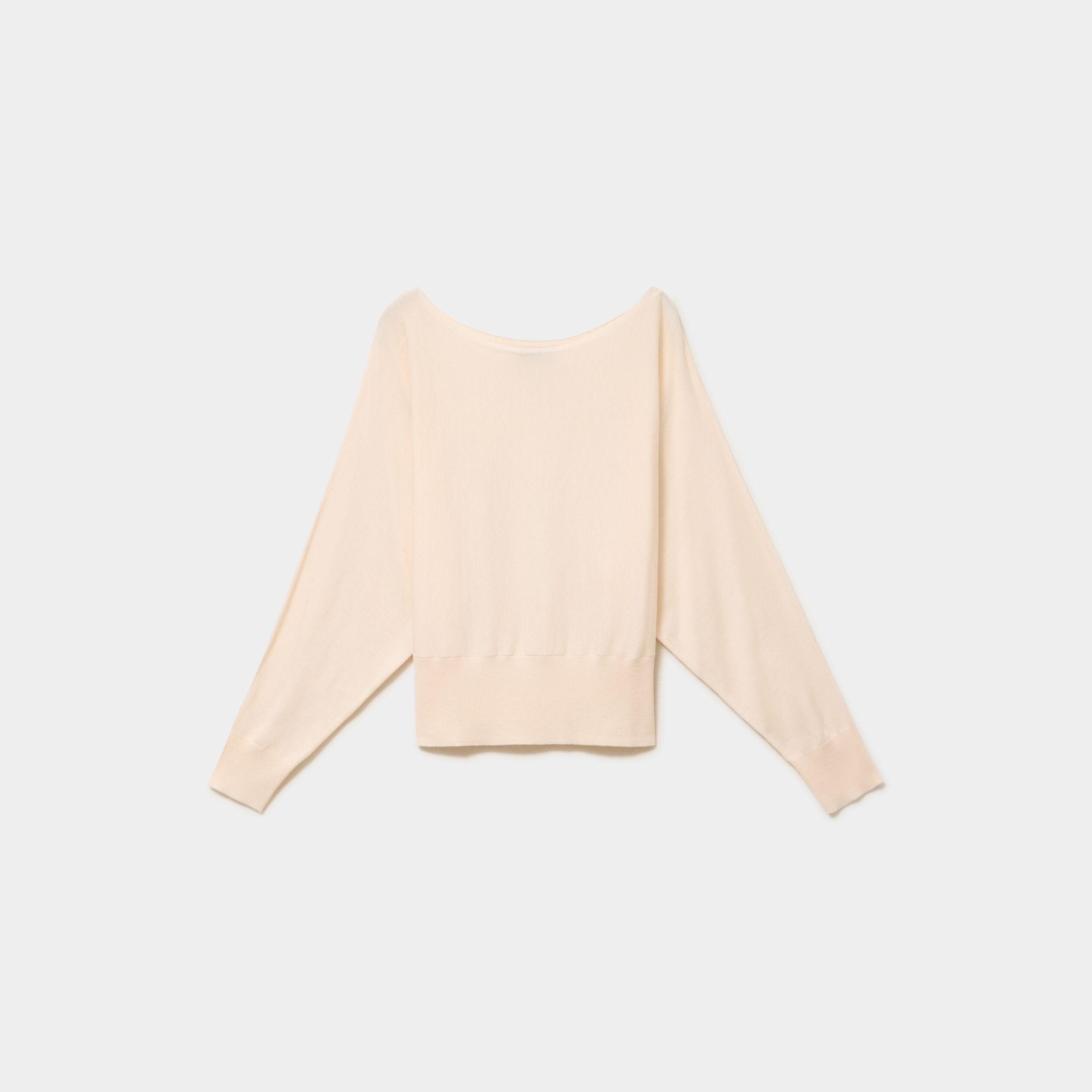 Pull encolure bateau manches longues beige femme