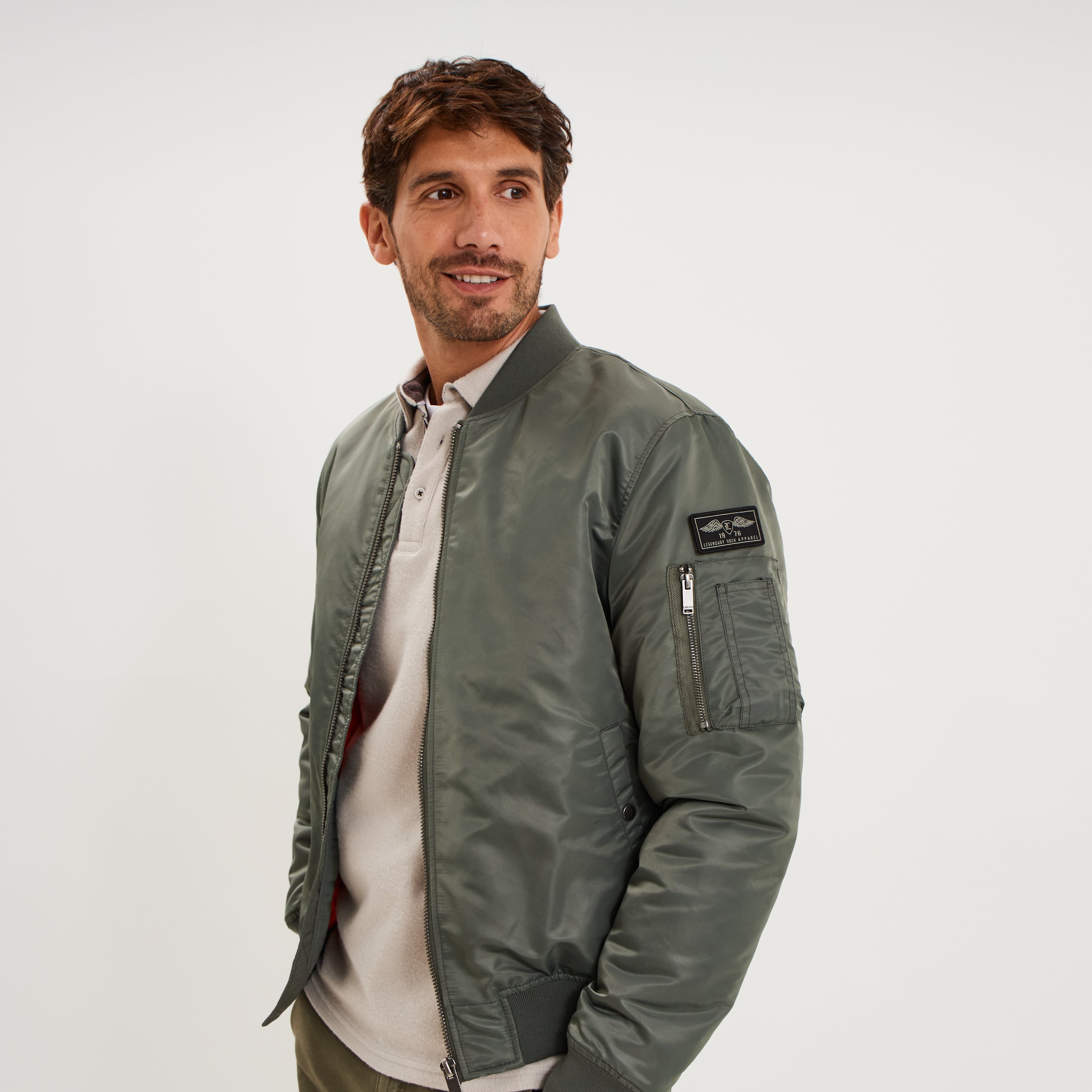 Blouson bomber d&eacute;perlant Liberto gris homme