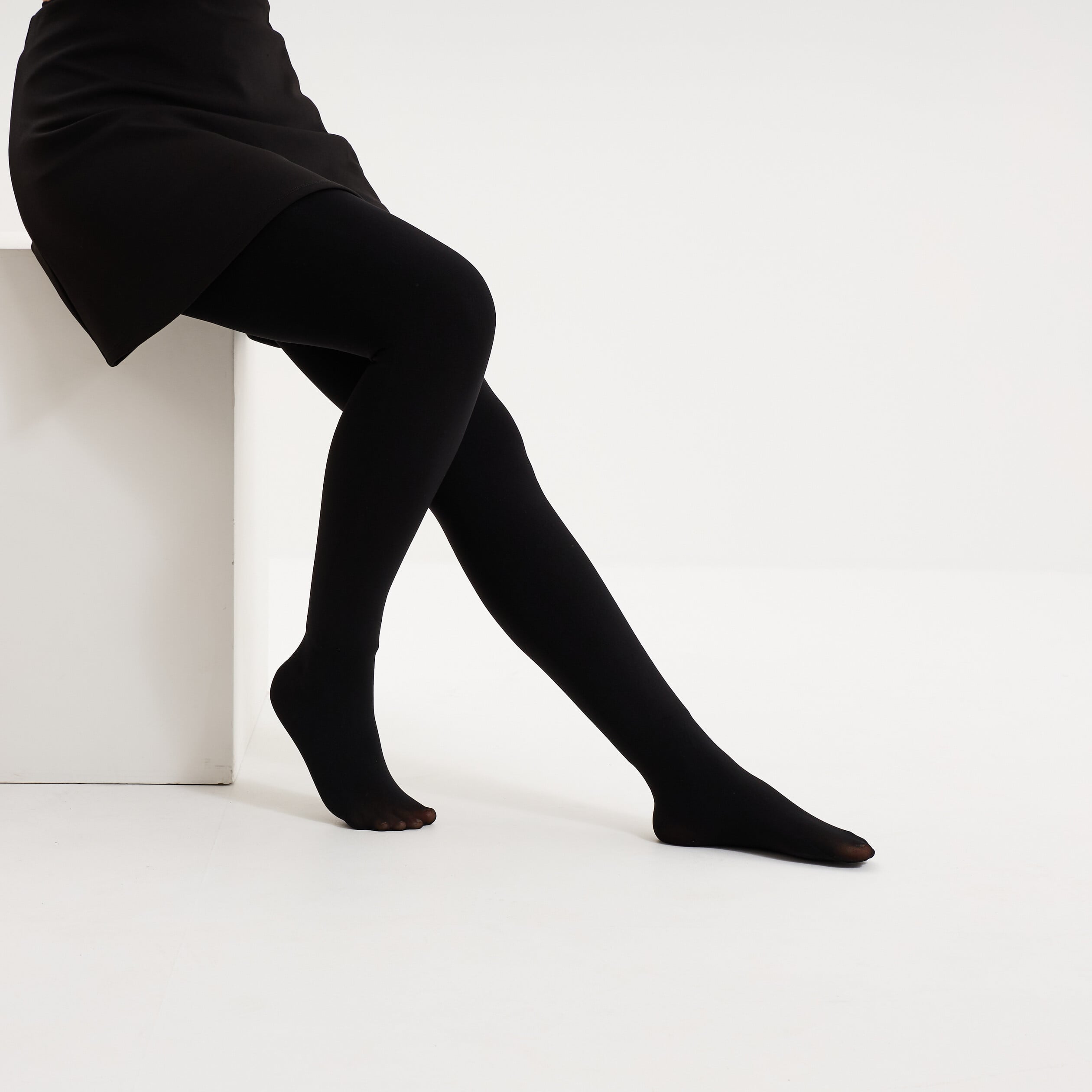 Collants doubl&eacute;s fausse fourrure noir femme