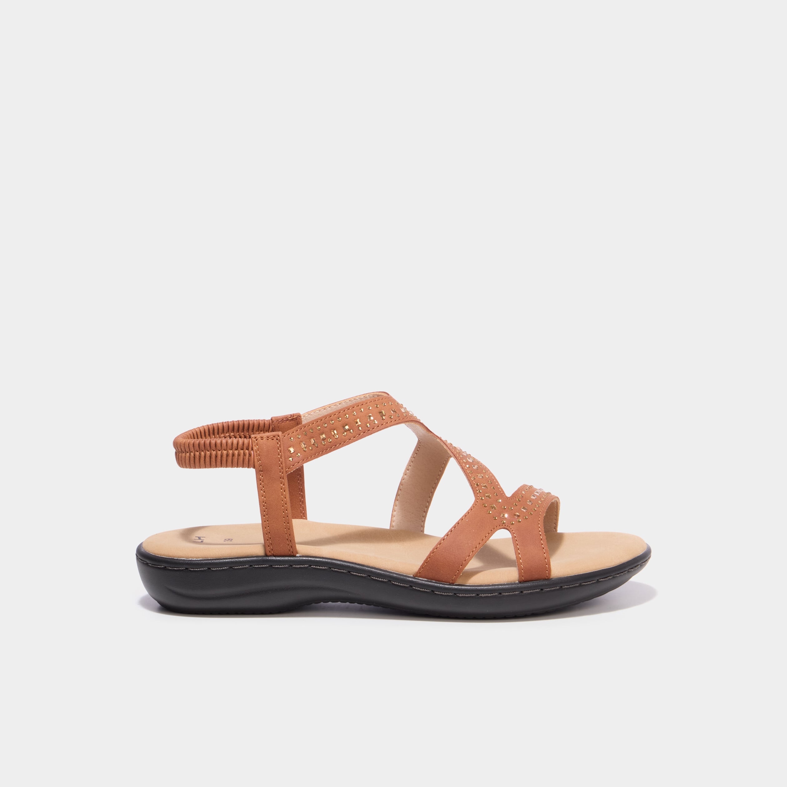 Sandales &agrave; strass marron femme