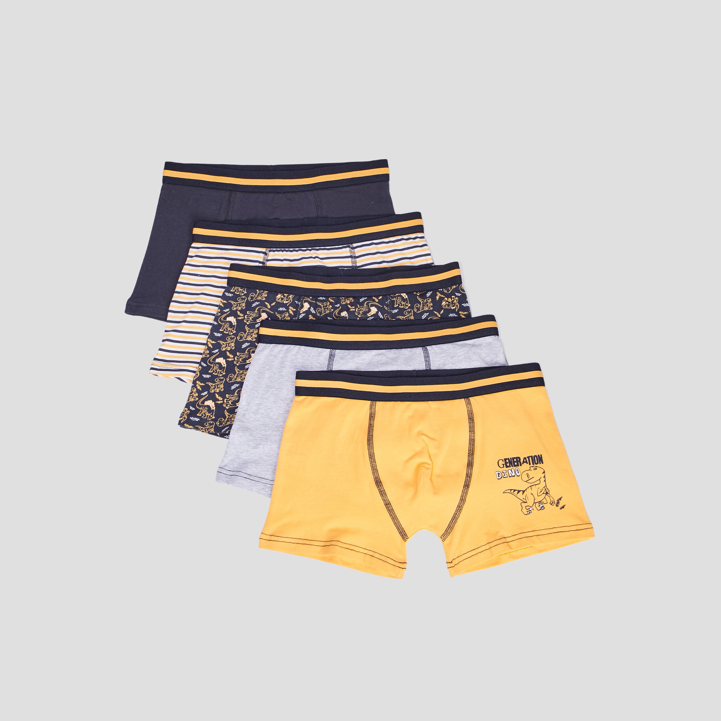 Lot 5 boxers jaune moutarde gar&ccedil;on