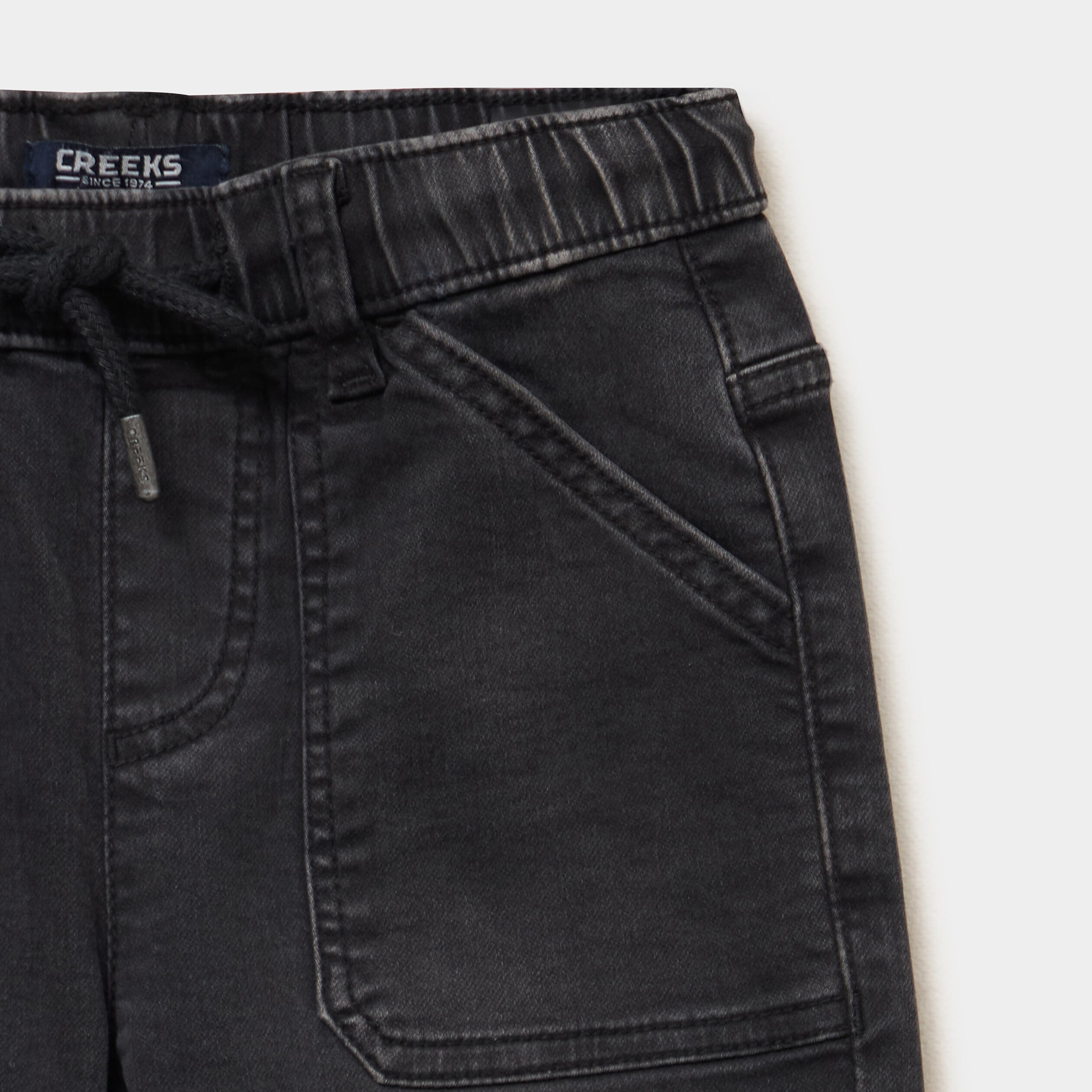 Jeans jogger droit taille &eacute;lastiqu&eacute;e denim noir gar&ccedil;on