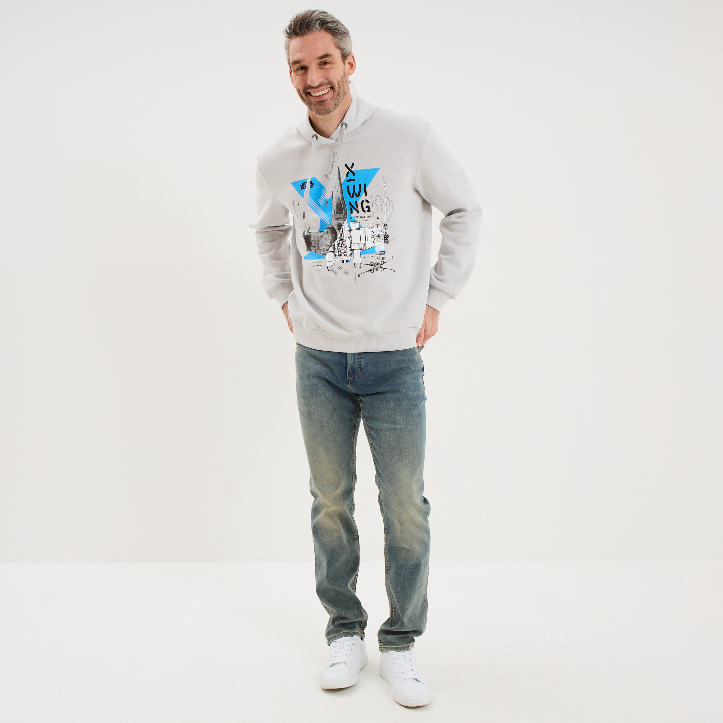 Sweat hoodie molleton Star Wars gris homme