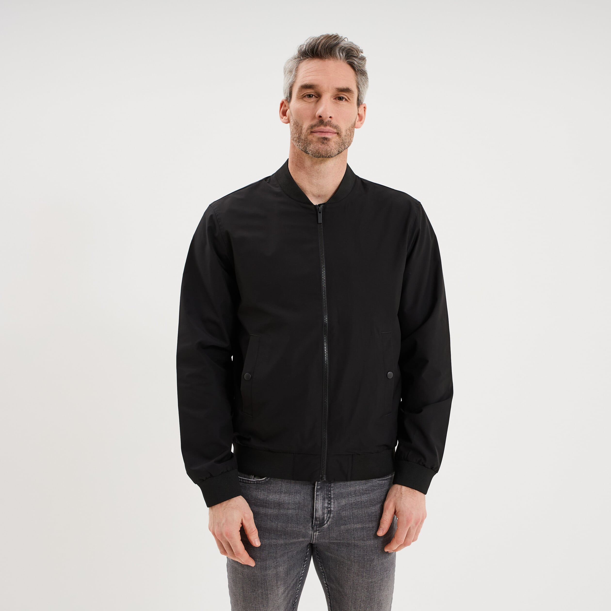 Blouson col teddy d&eacute;perlant noir homme