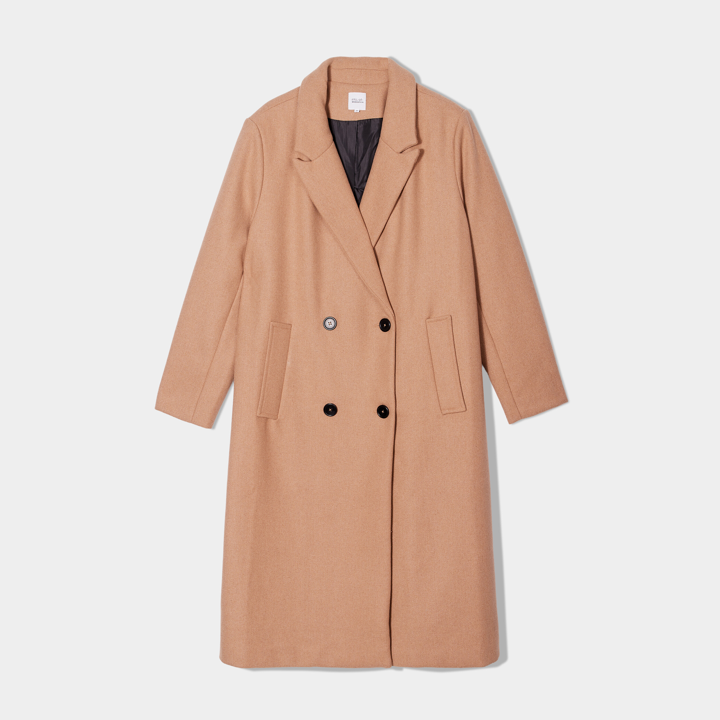 Manteau long double boutonnage taupe femme grande taille