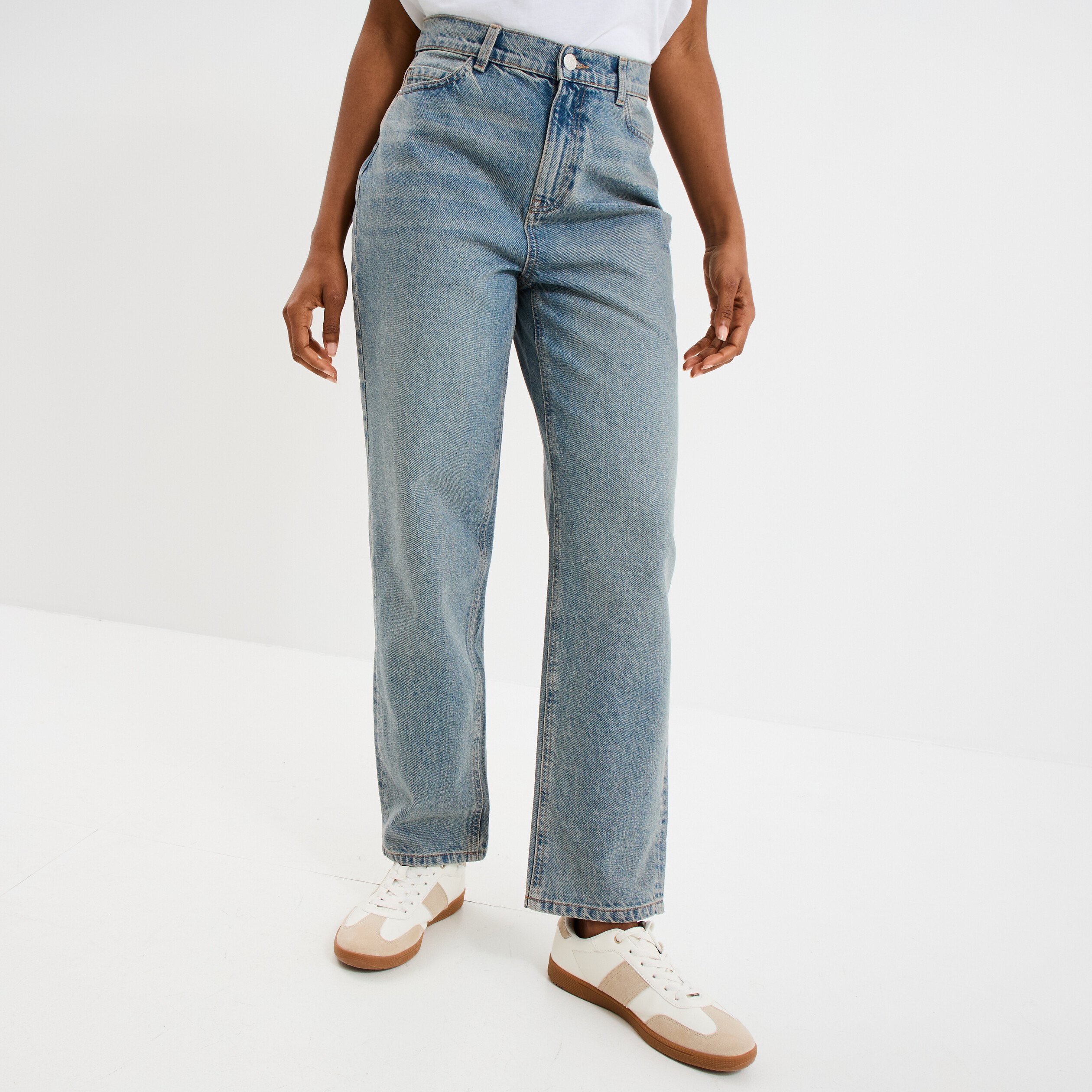jeans mom 78eme taille haute creeks denim dirty femme Jeans mom 7/8ème taille haute Creeks denim dirty femme