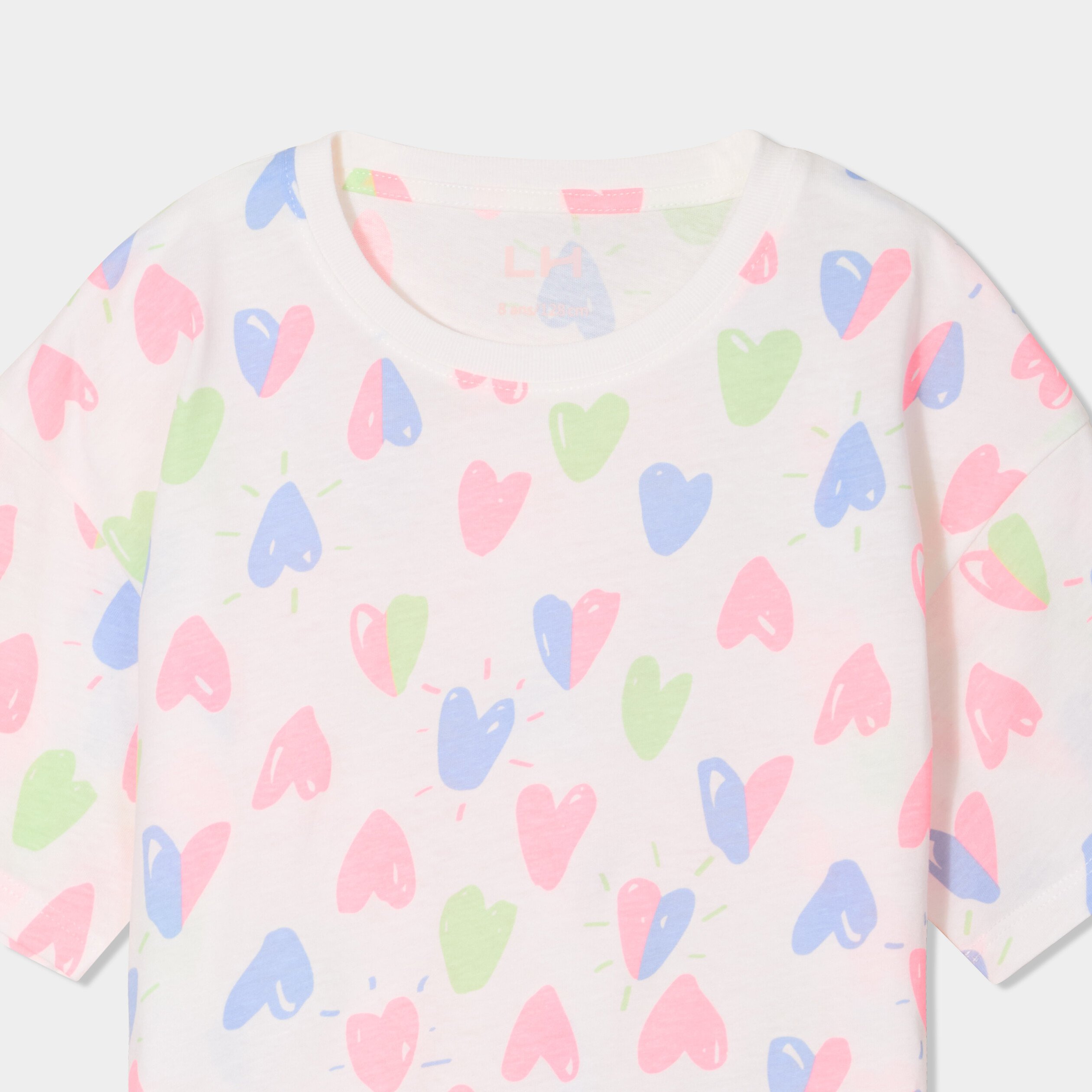 t shirt col rond manches courtes coton ecru fille T-shirt col rond manches courtes coton ecru fille