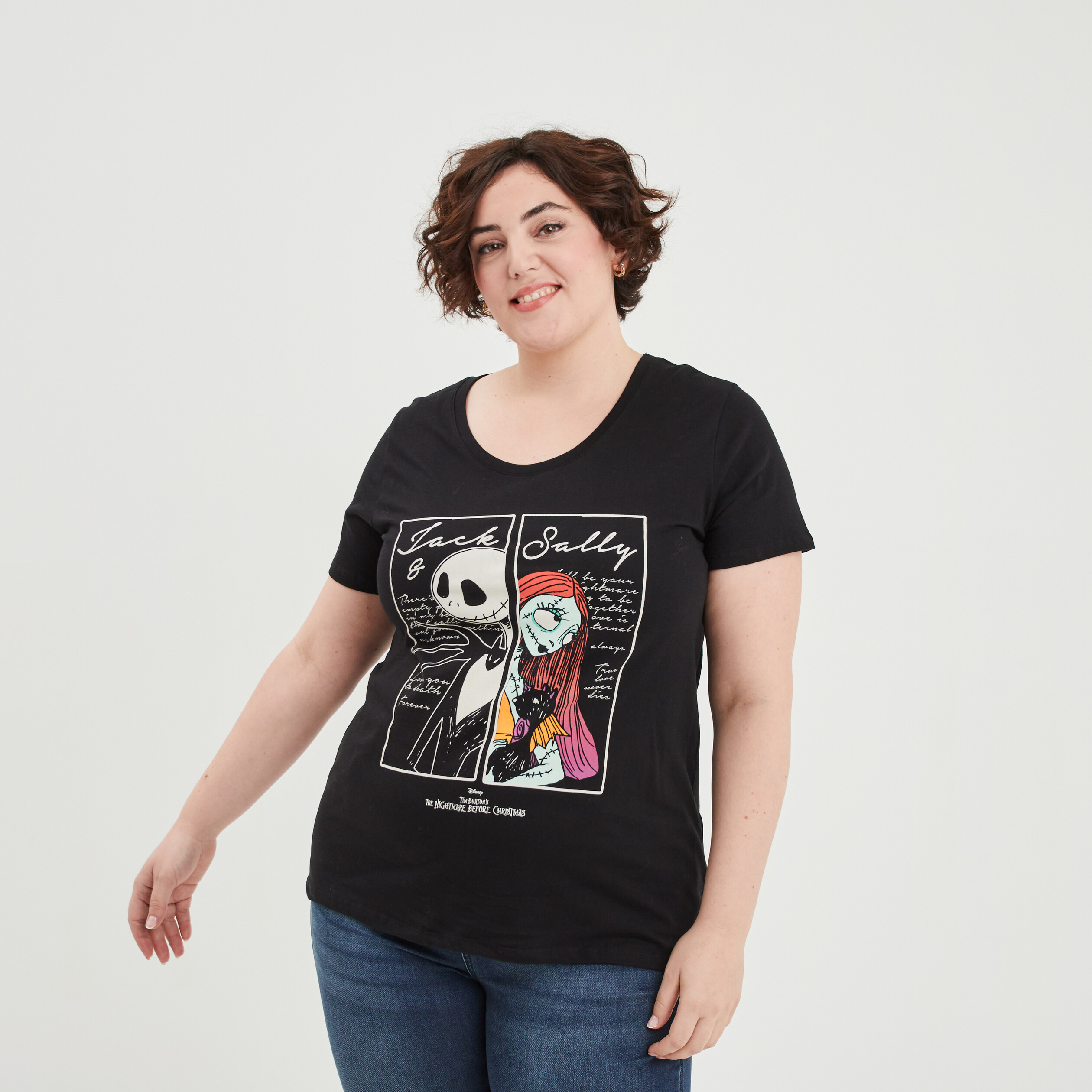T-shirt Étrange Noël de Monsieur Jack noir femme grande taille