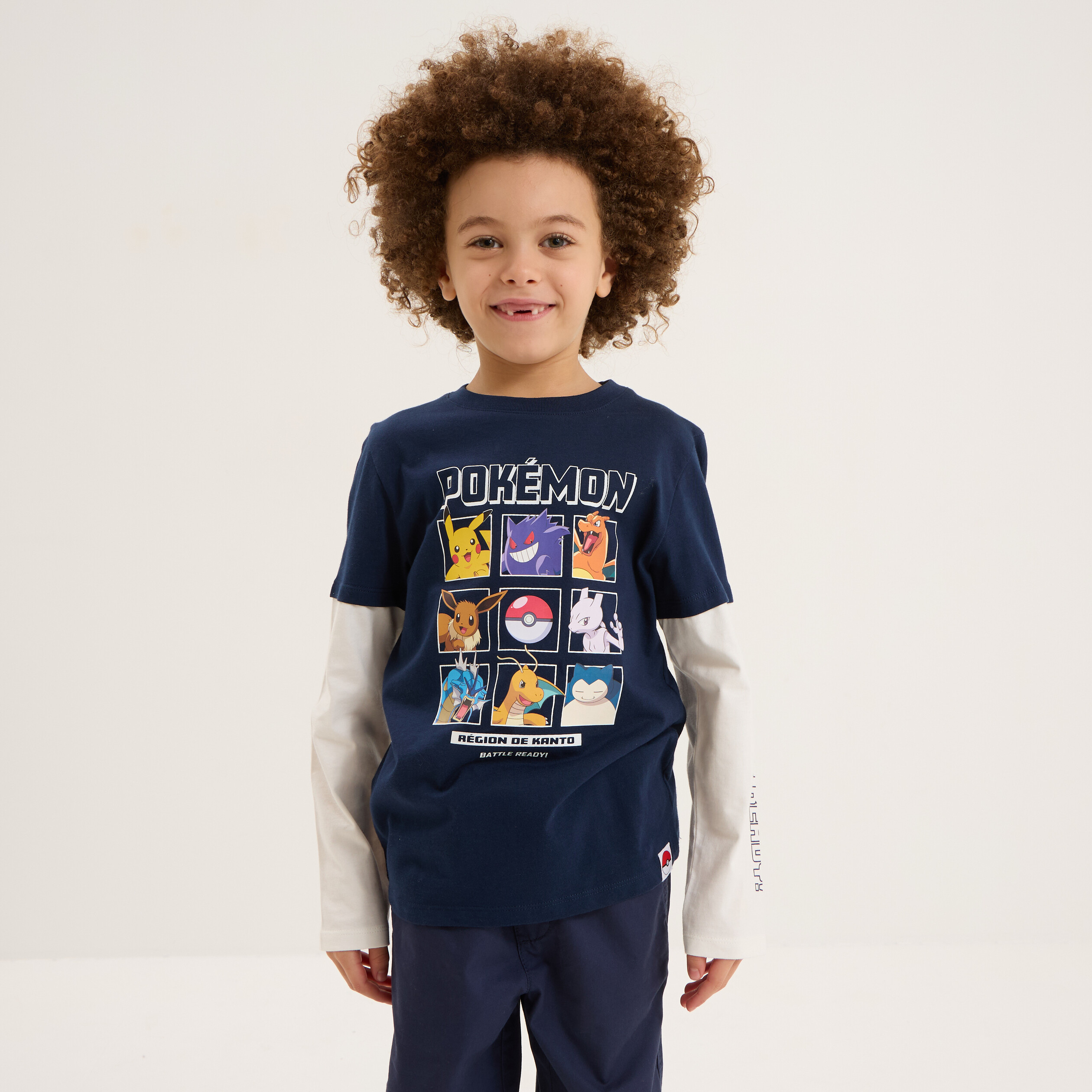 T-shirt manches longues coton Pokémon bleu marine garçon