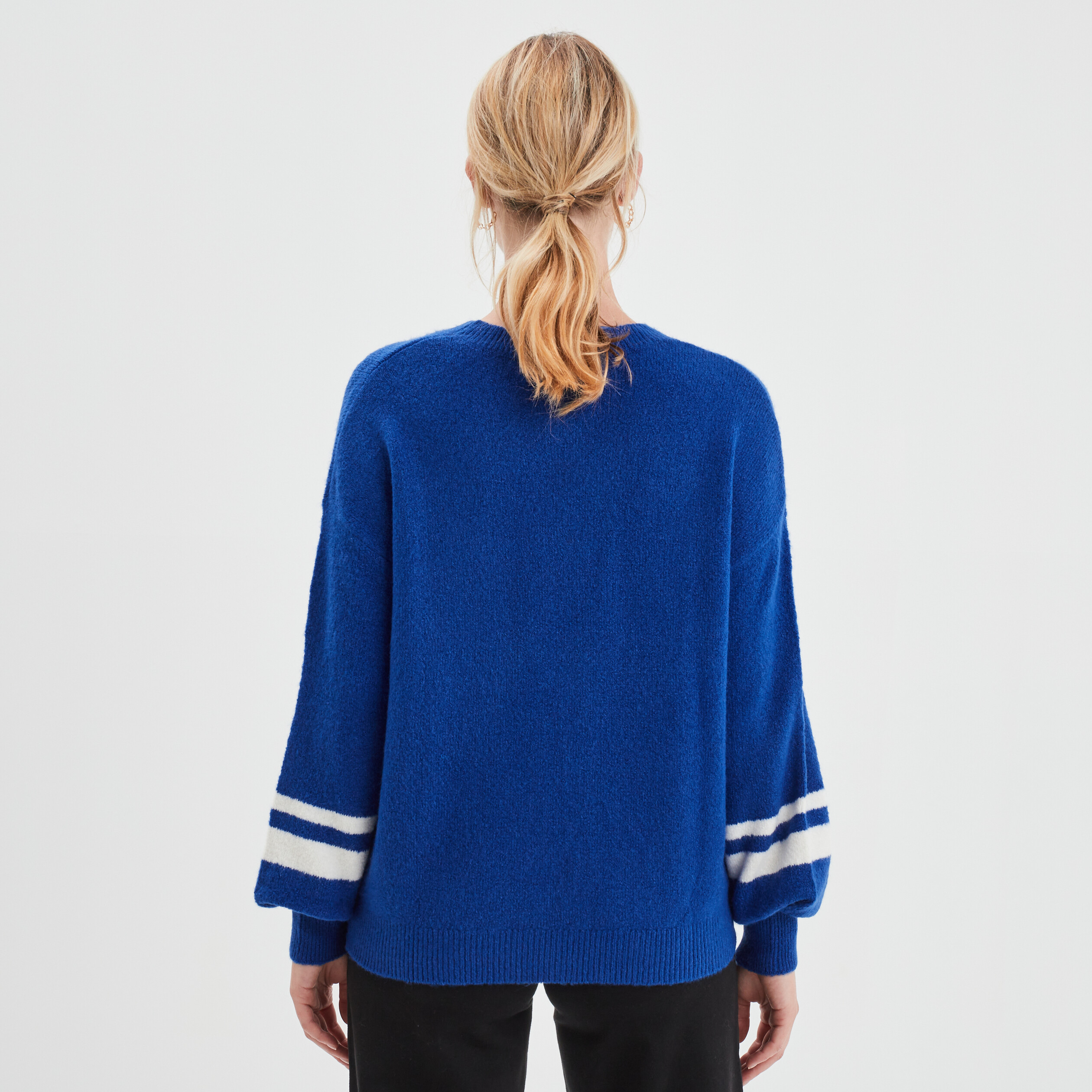 Pull col rond manches longues Creeks bleu foncé femme