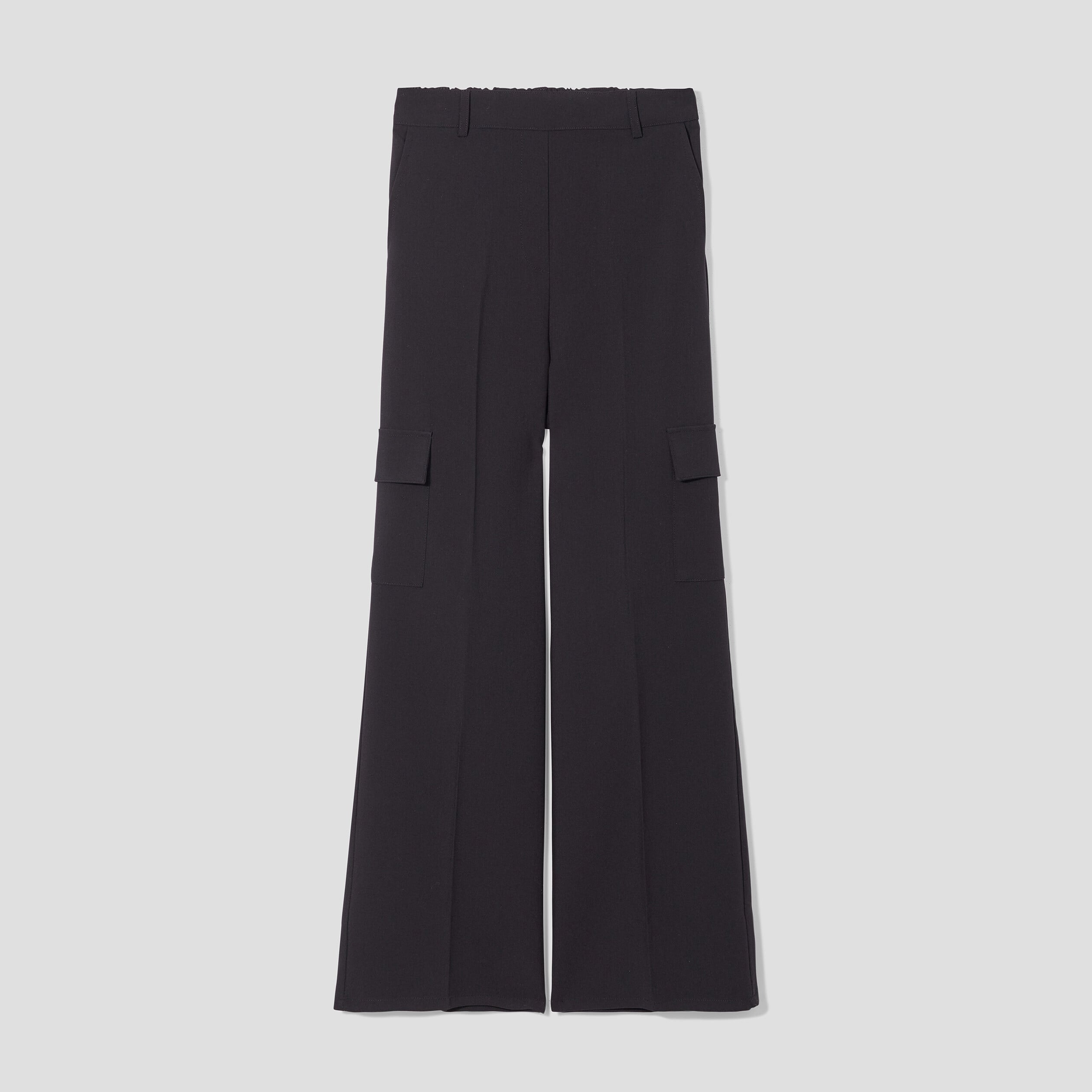 Pantalon large cargo &agrave; pinces noir femme