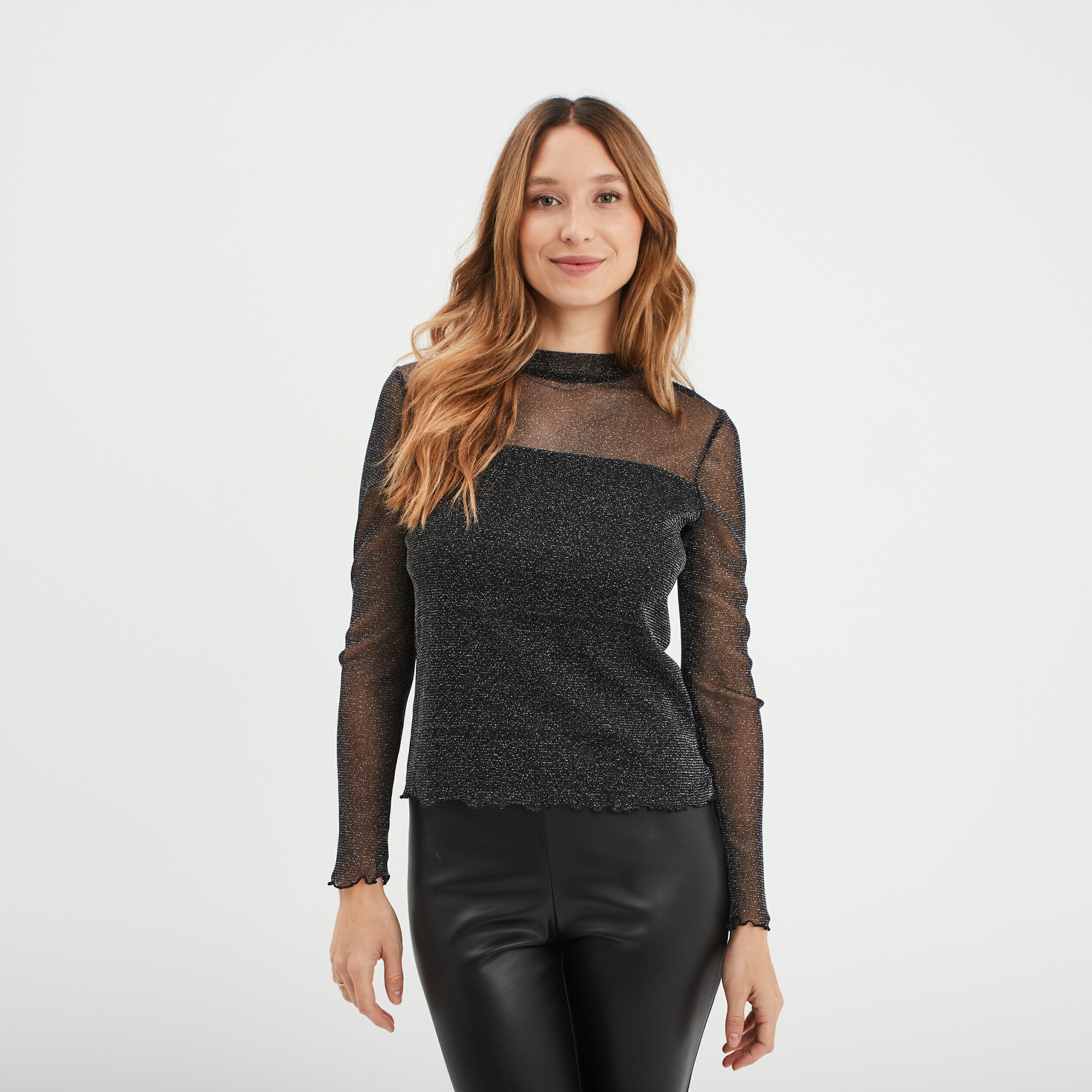 T shirt transparent noir femme deals