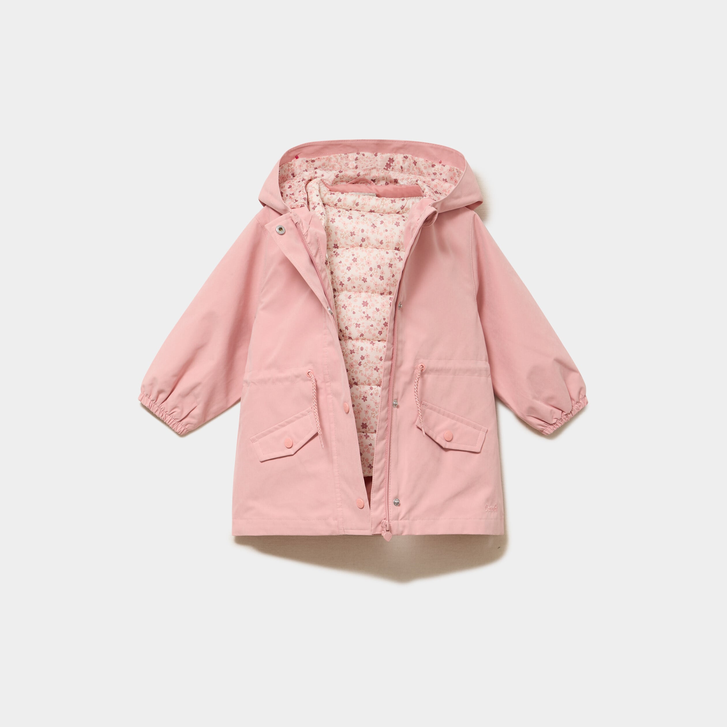 Parka 3 en 1 avec doudoune rose clair b&eacute;b&eacute; fille