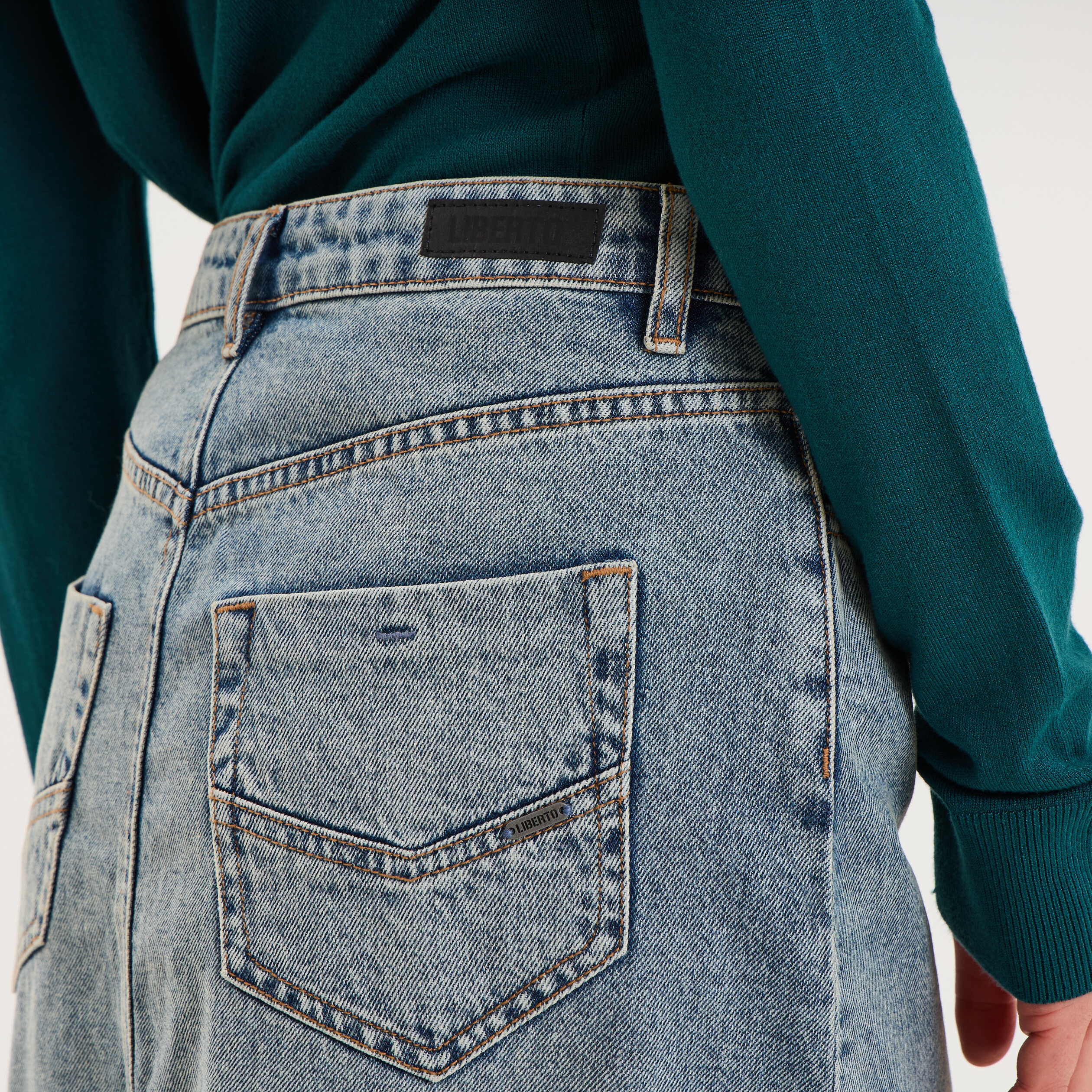 Jupe en jean longue droite coton denim dirty femme