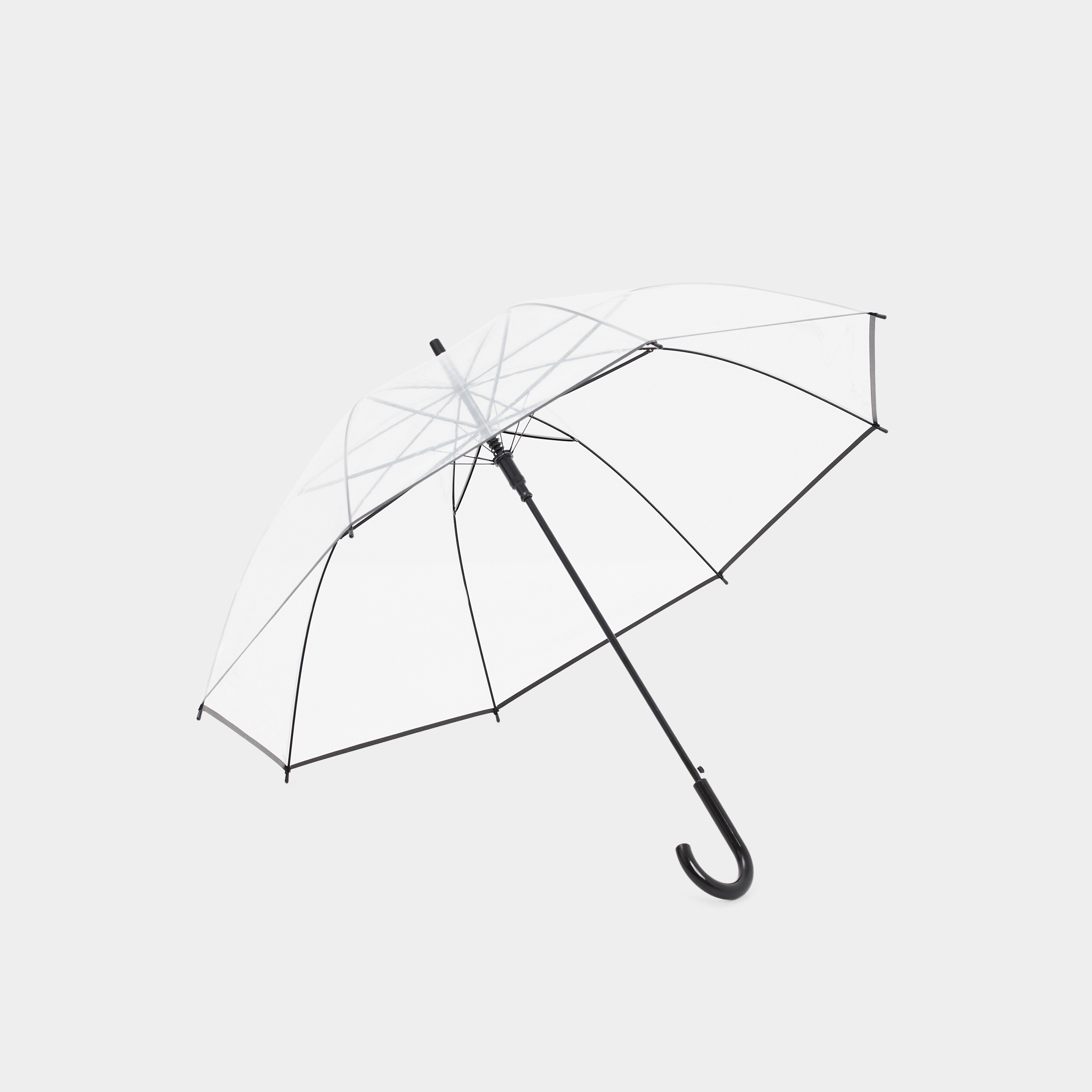 parapluie canne transparent blanc mixte Parapluie canne transparent blanc mixte