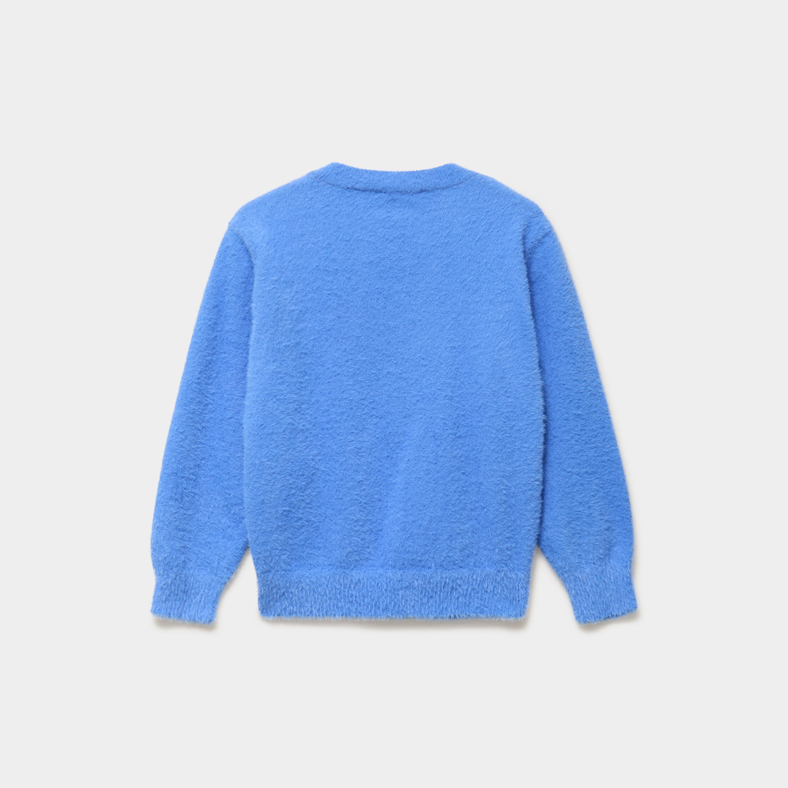 Pull mailles duveteuses manches longues bleu electrique fille