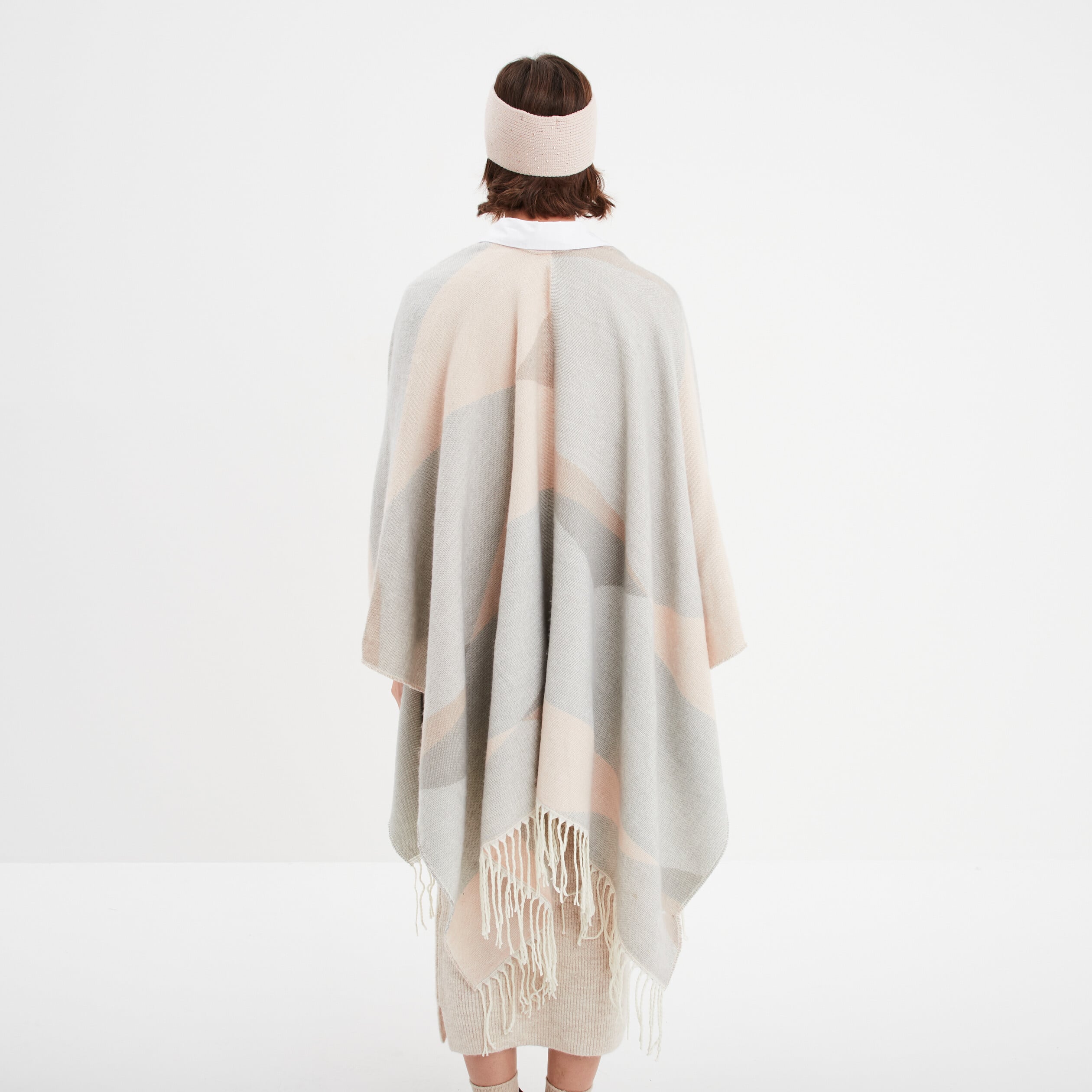 Châle Poncho Marks & Spencer Gris Et Beige Pour Femme - Occasion, Matière Acrylique