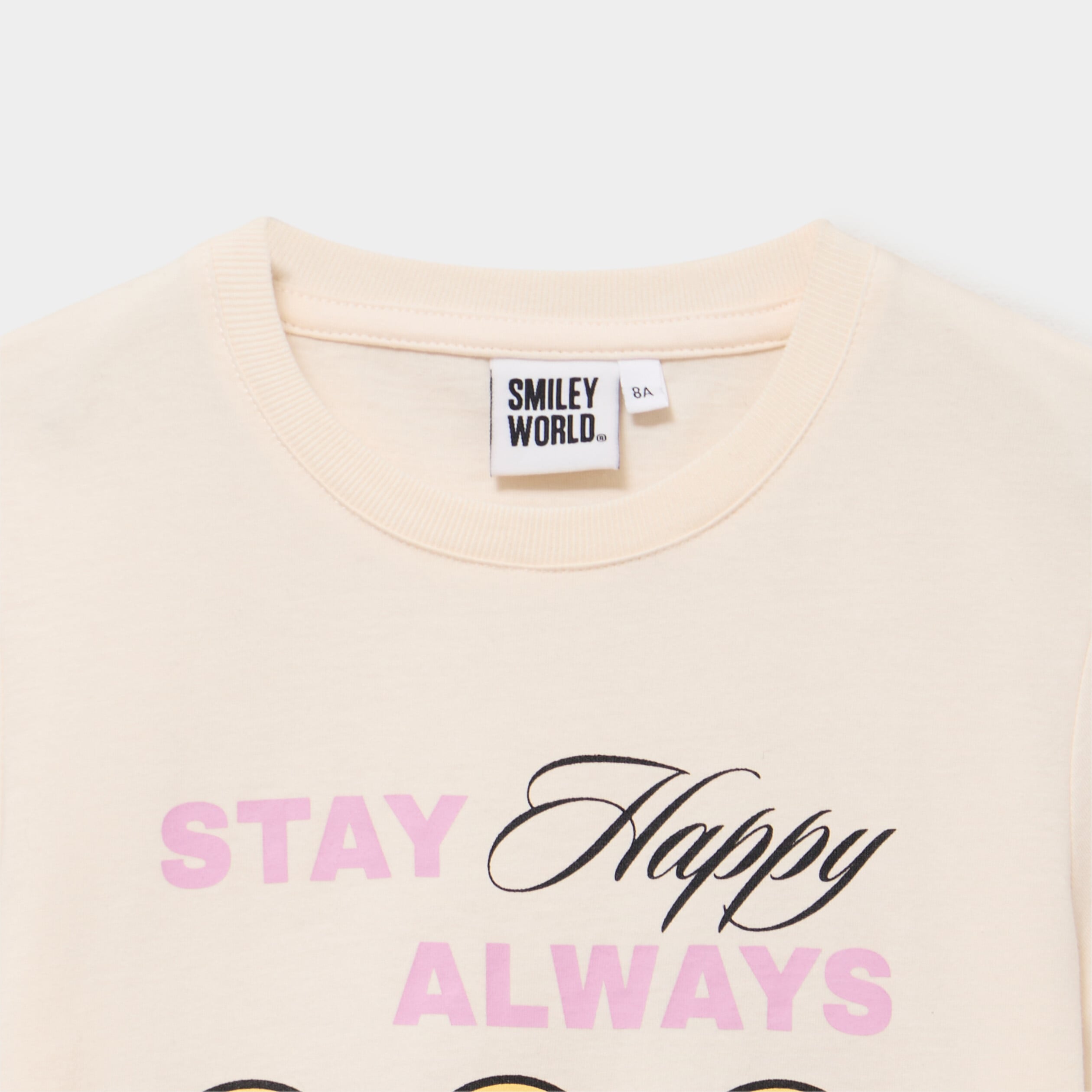 T-shirt col rond coton Smiley World beige fille