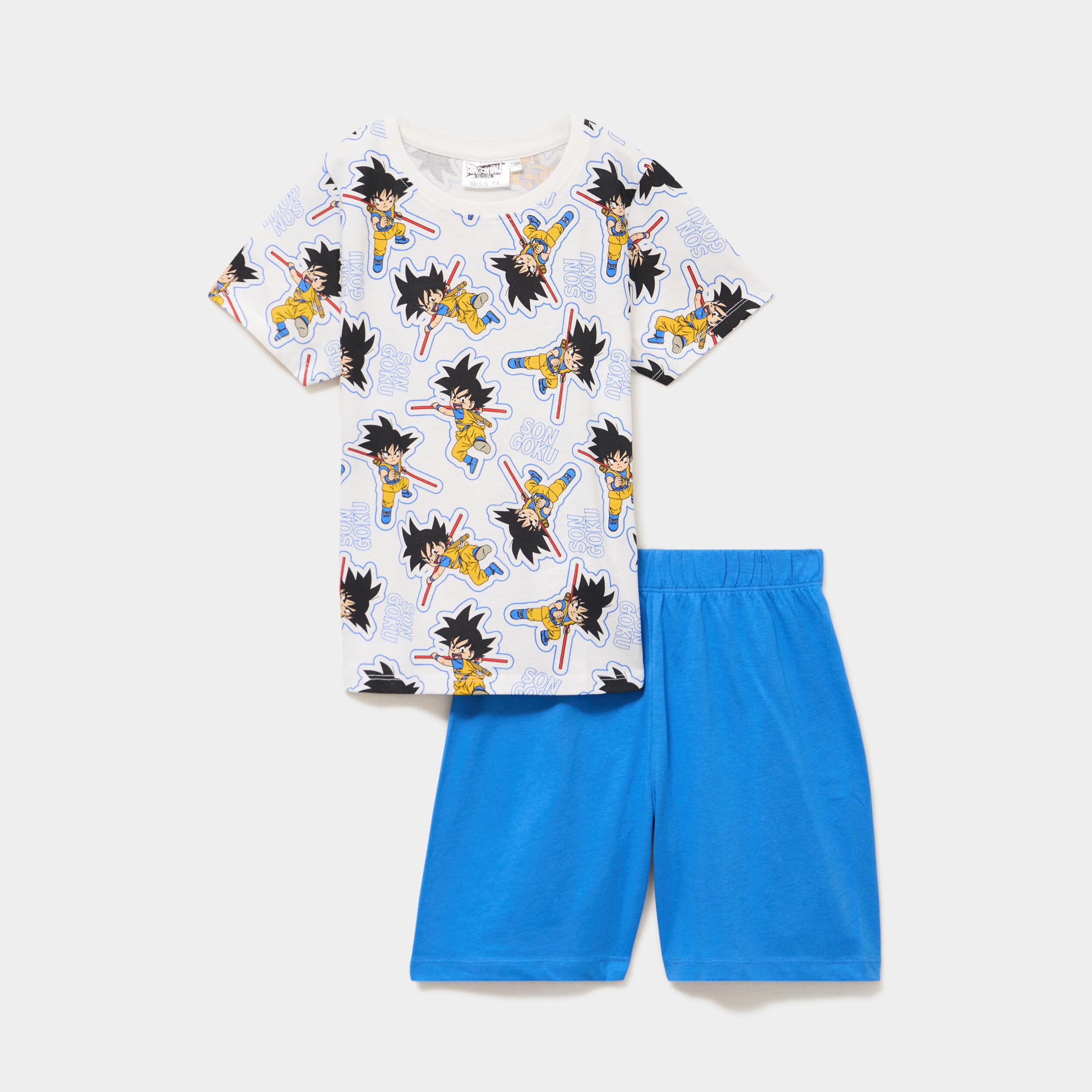 Ensemble pyjama short coton Dragon Ball blanc gar&ccedil;on
