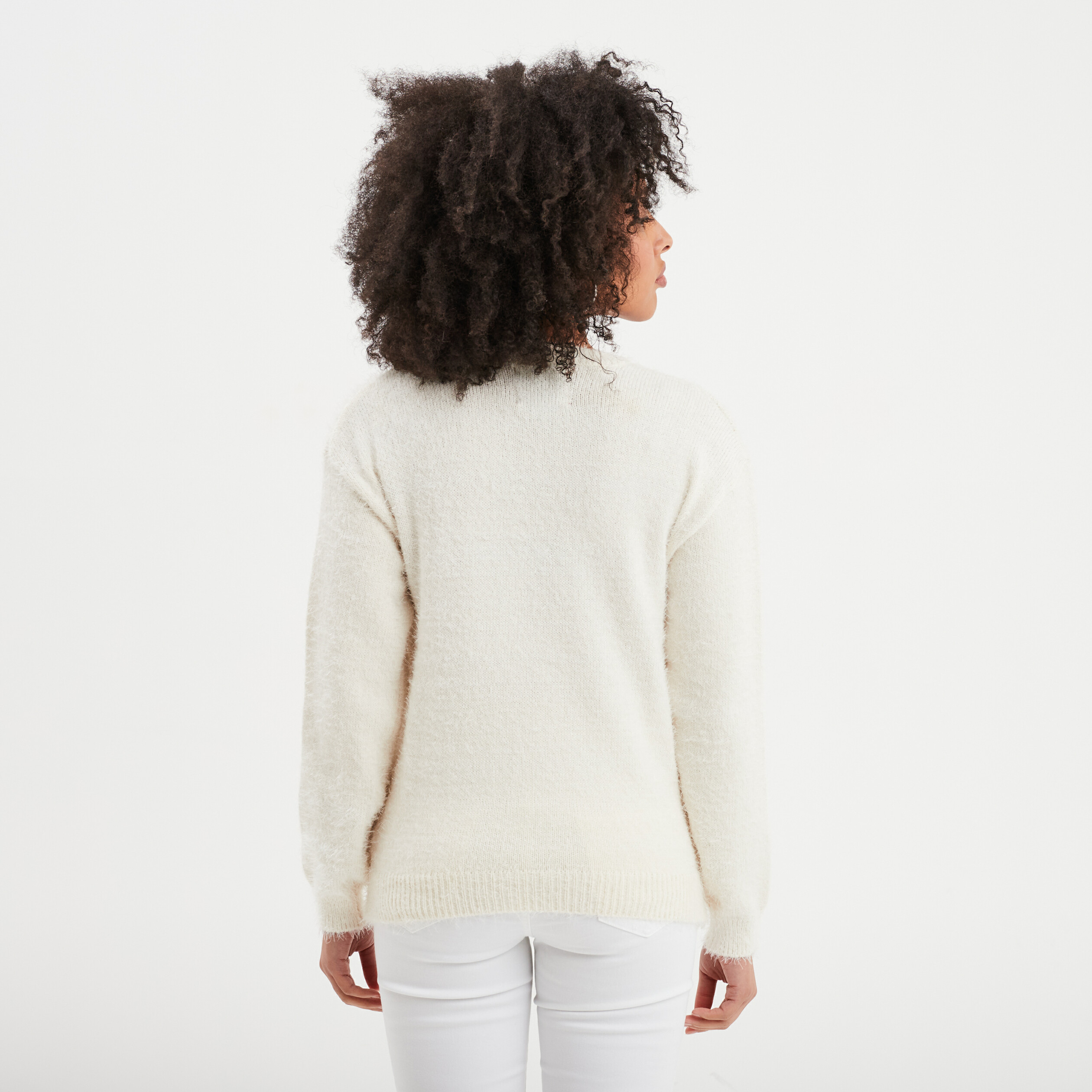 Pull de No&euml;l lumineux &agrave; sequins ivoire femme