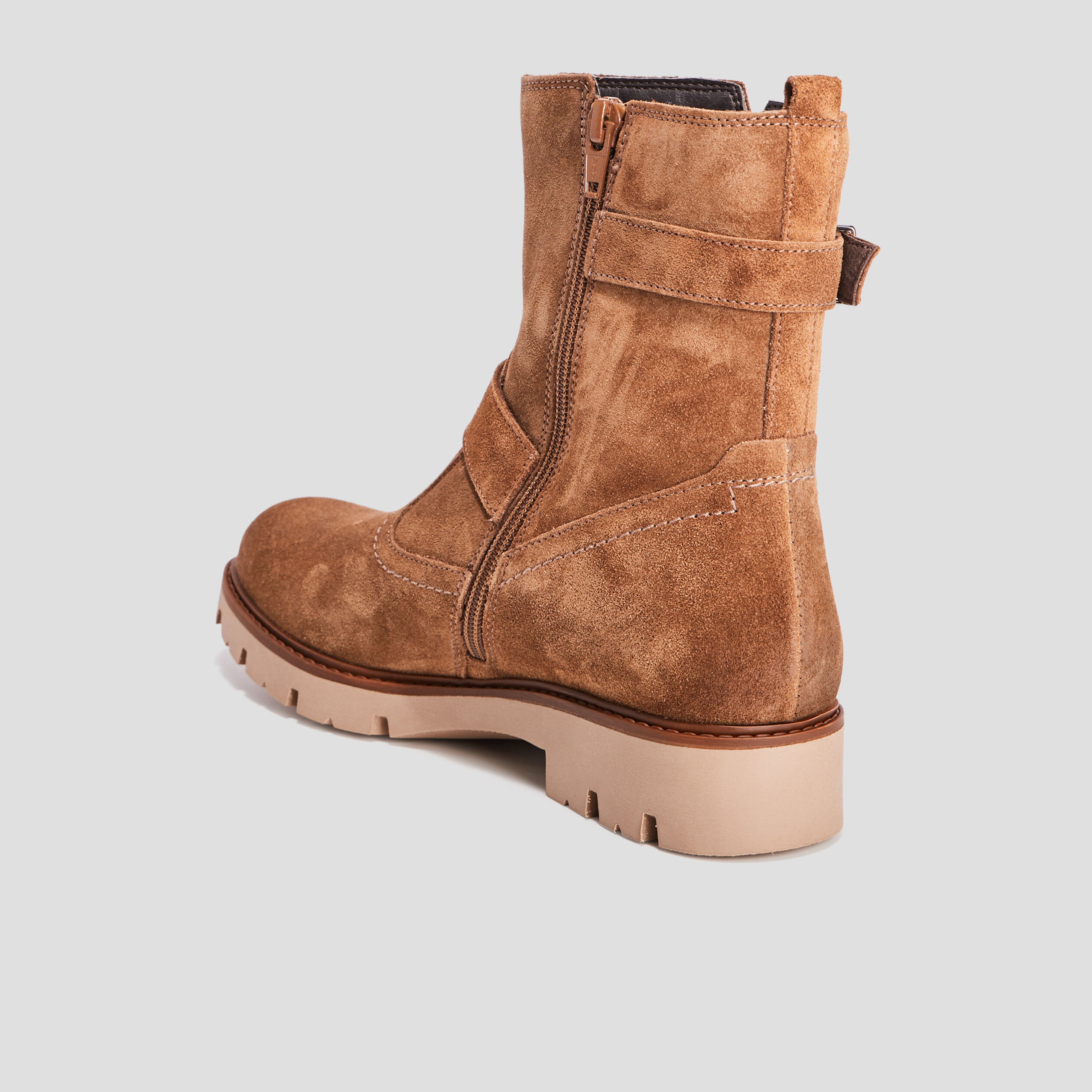 bottines en cuir aspect suedine camel fille Bottines en cuir aspect suédine camel fille