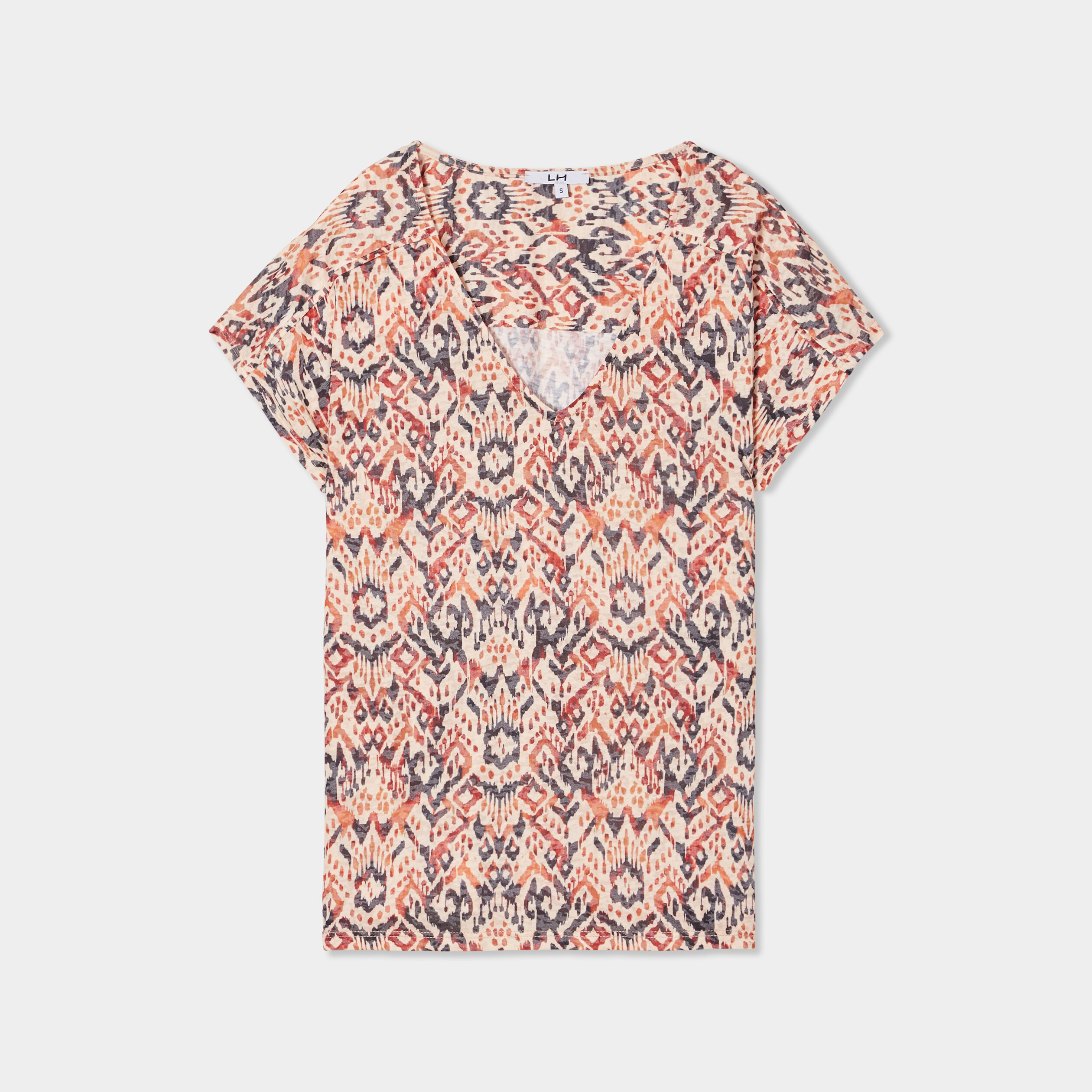 t shirt col en v manches courtes terracotta femme T-shirt col en V manches courtes terracotta femme