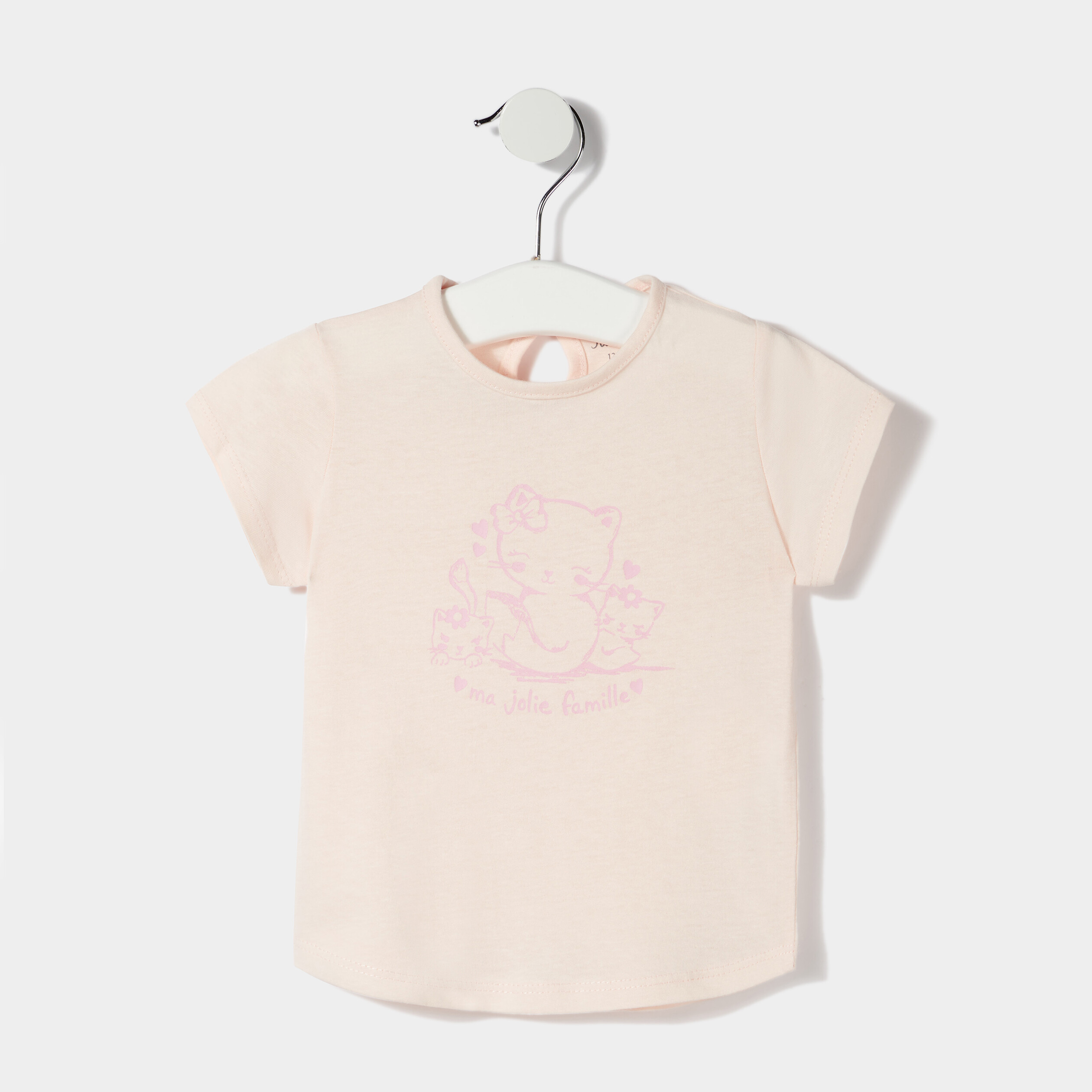 t shirt manches courtes rose clair bebef T-shirt manches courtes rose clair bébé fille