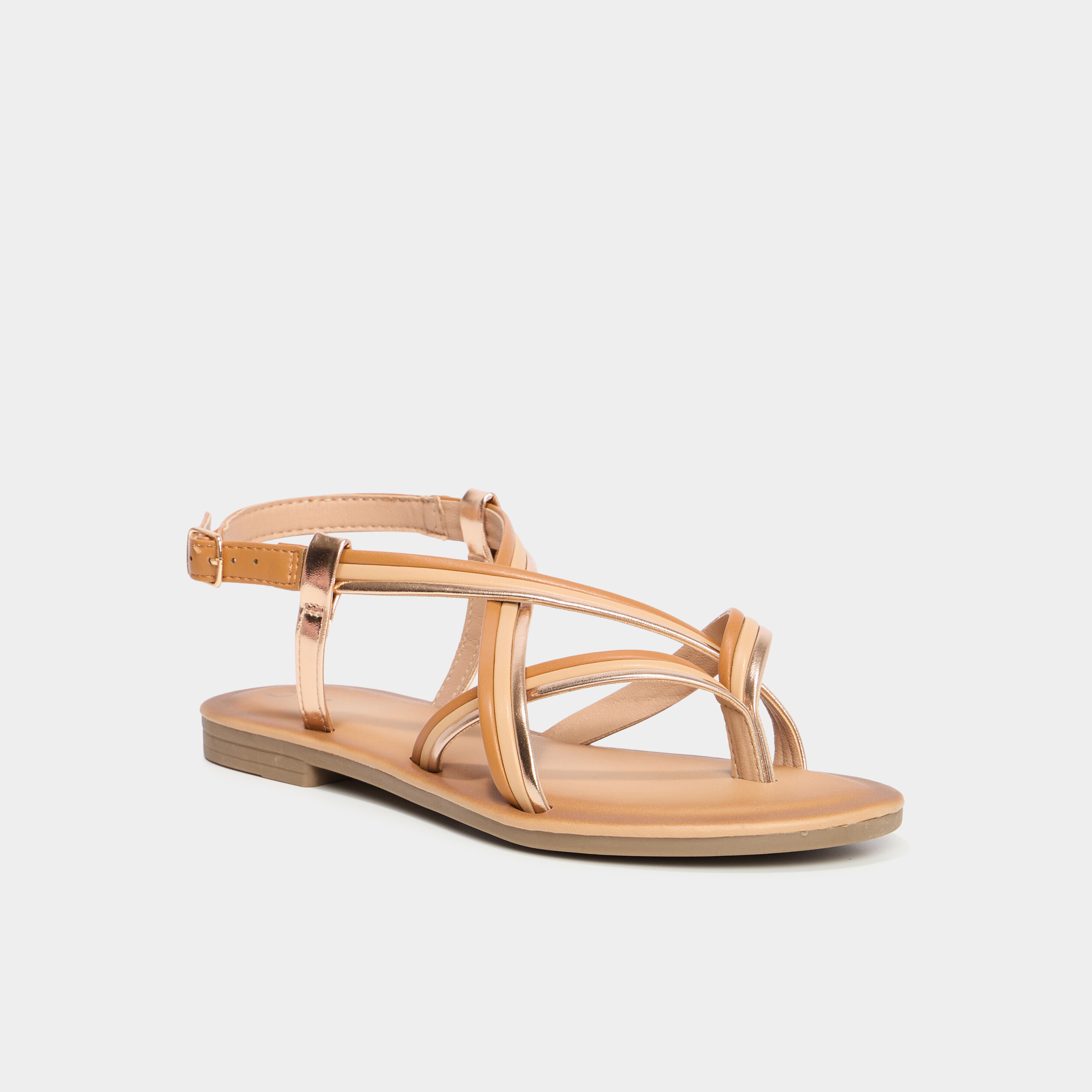Sandales plates multibrides multicolore femme