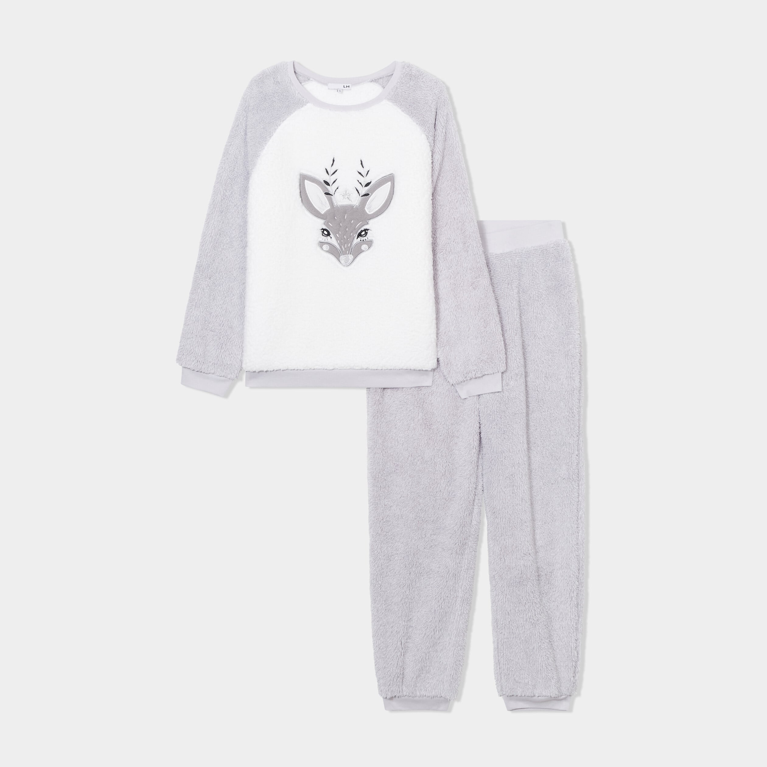 Ensemble pyjama polaire 2 pi&egrave;ces gris femme