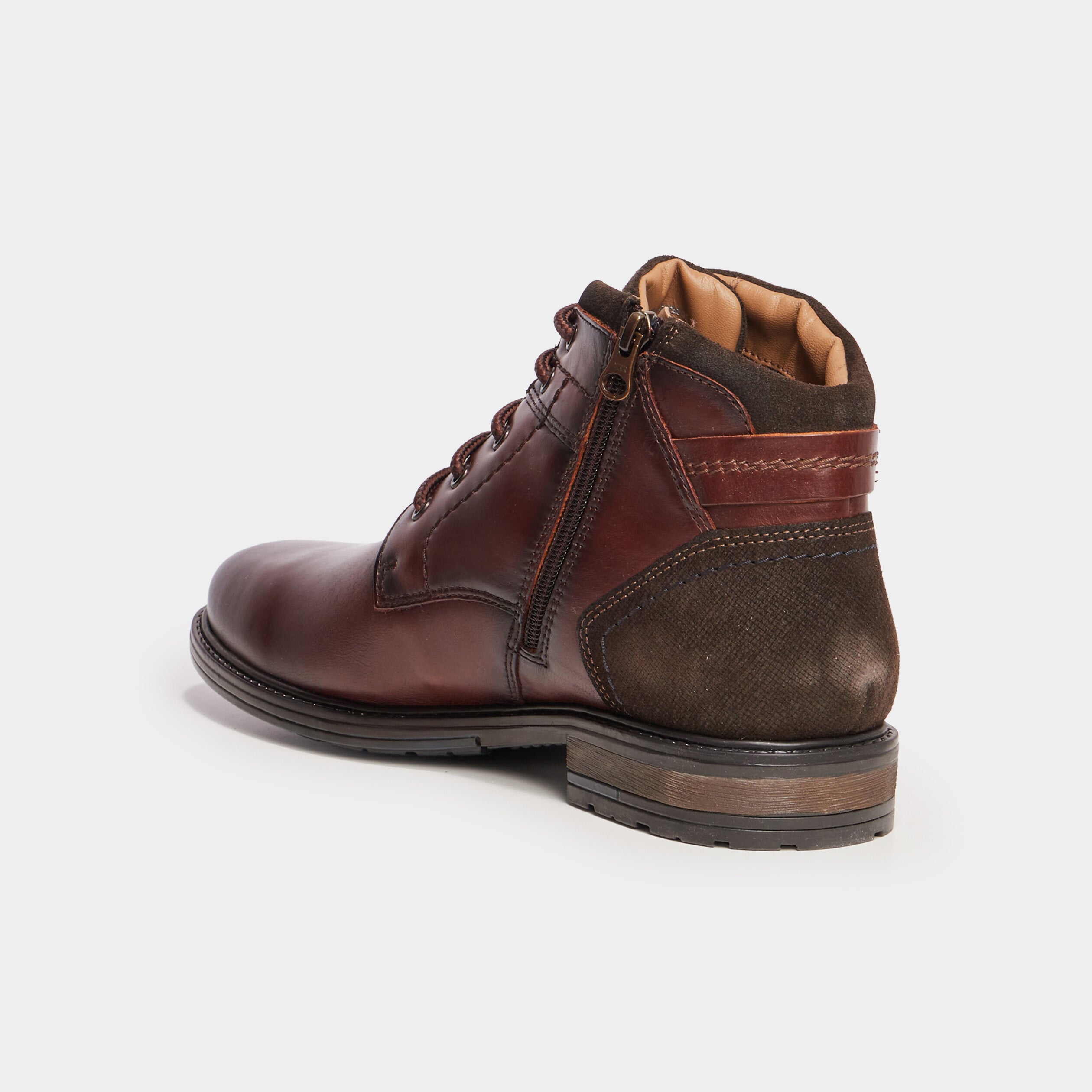 Bottines zipp&eacute;es en cuir marron homme
