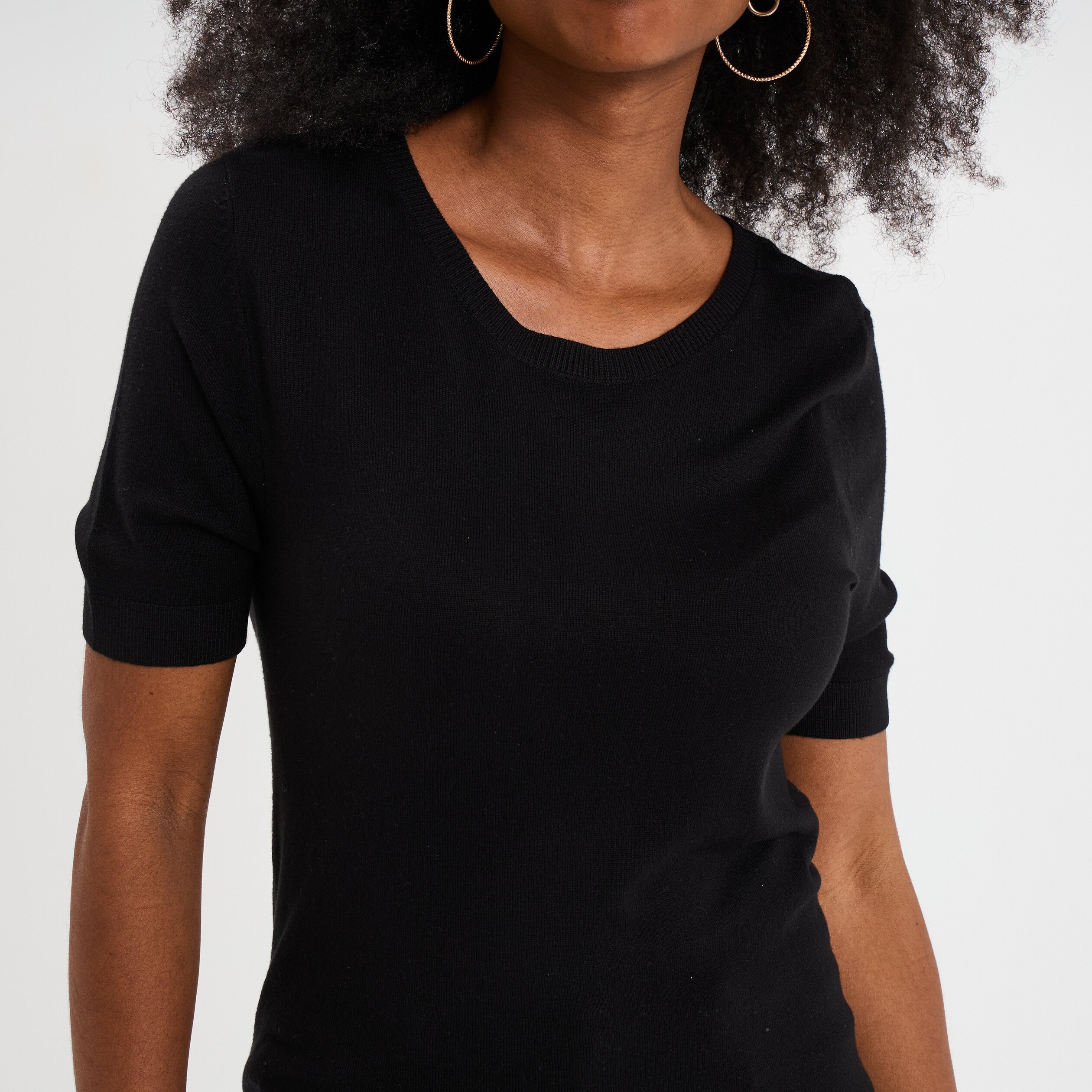 pull manches courtes col rond noir femme Pull manches courtes col rond noir femme