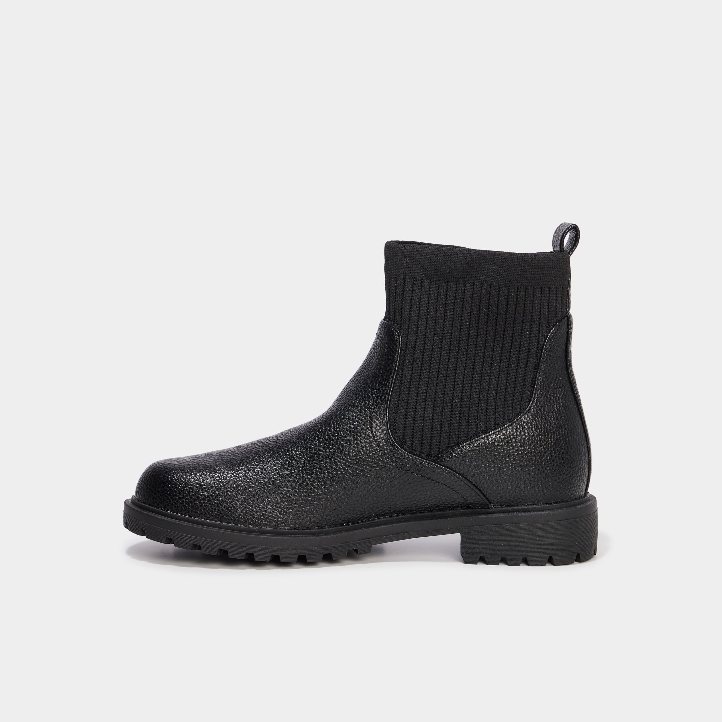 Boots chaussettes crant&eacute;es noir femme