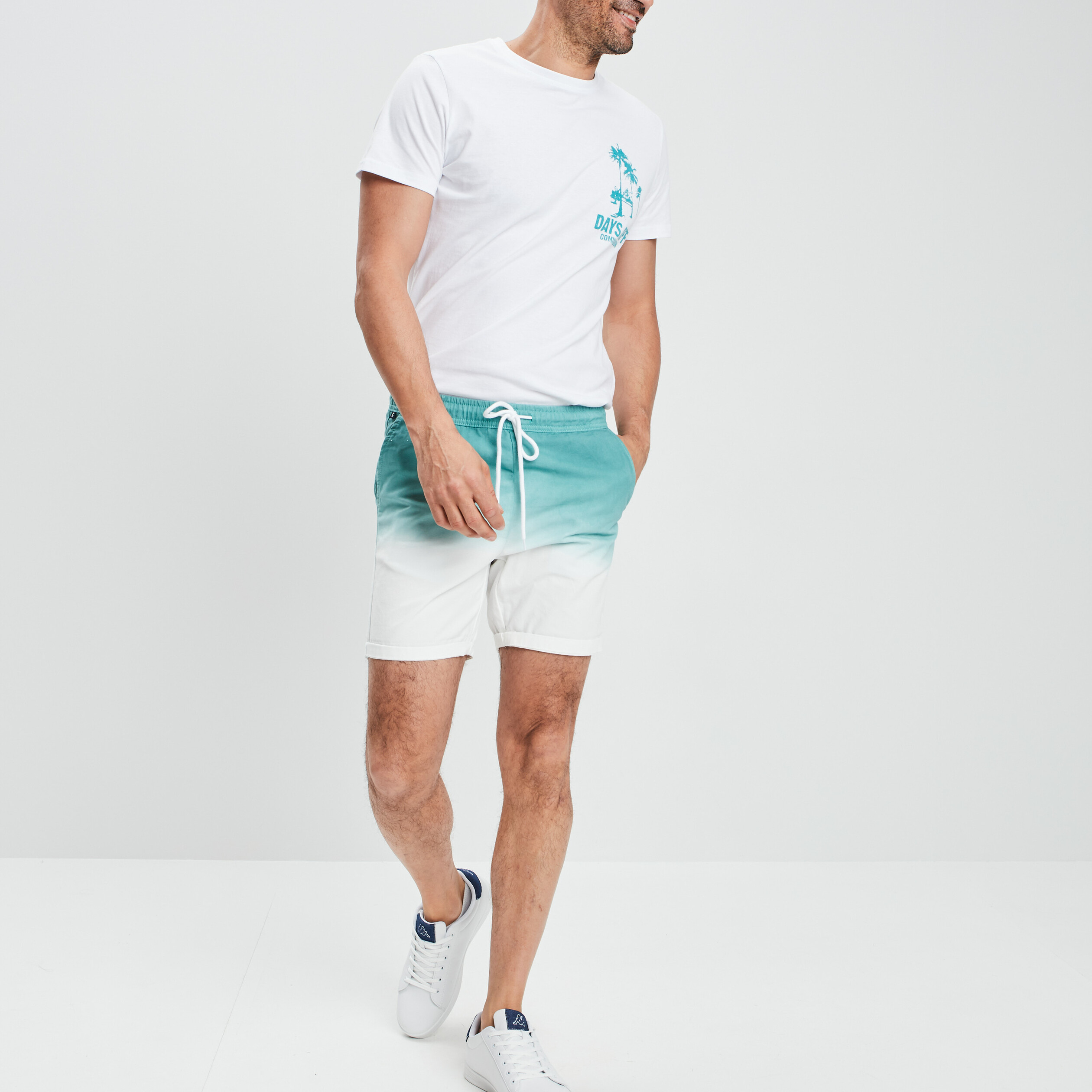 Bermuda straight à coulisse bleu clair homme