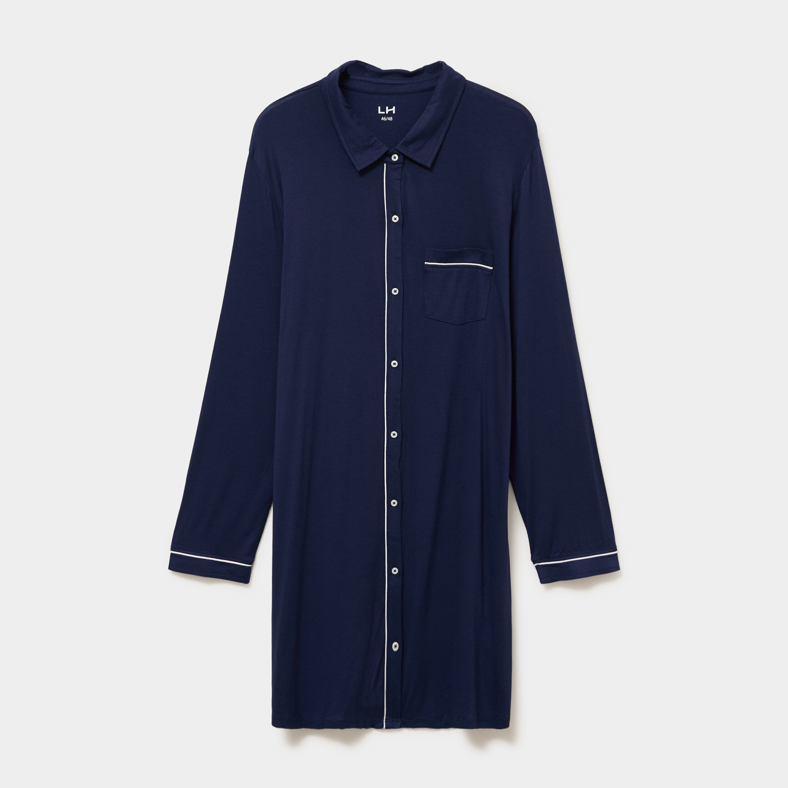 Chemise de nuit liquette boutonn&eacute;e bleu marine femme grande taille