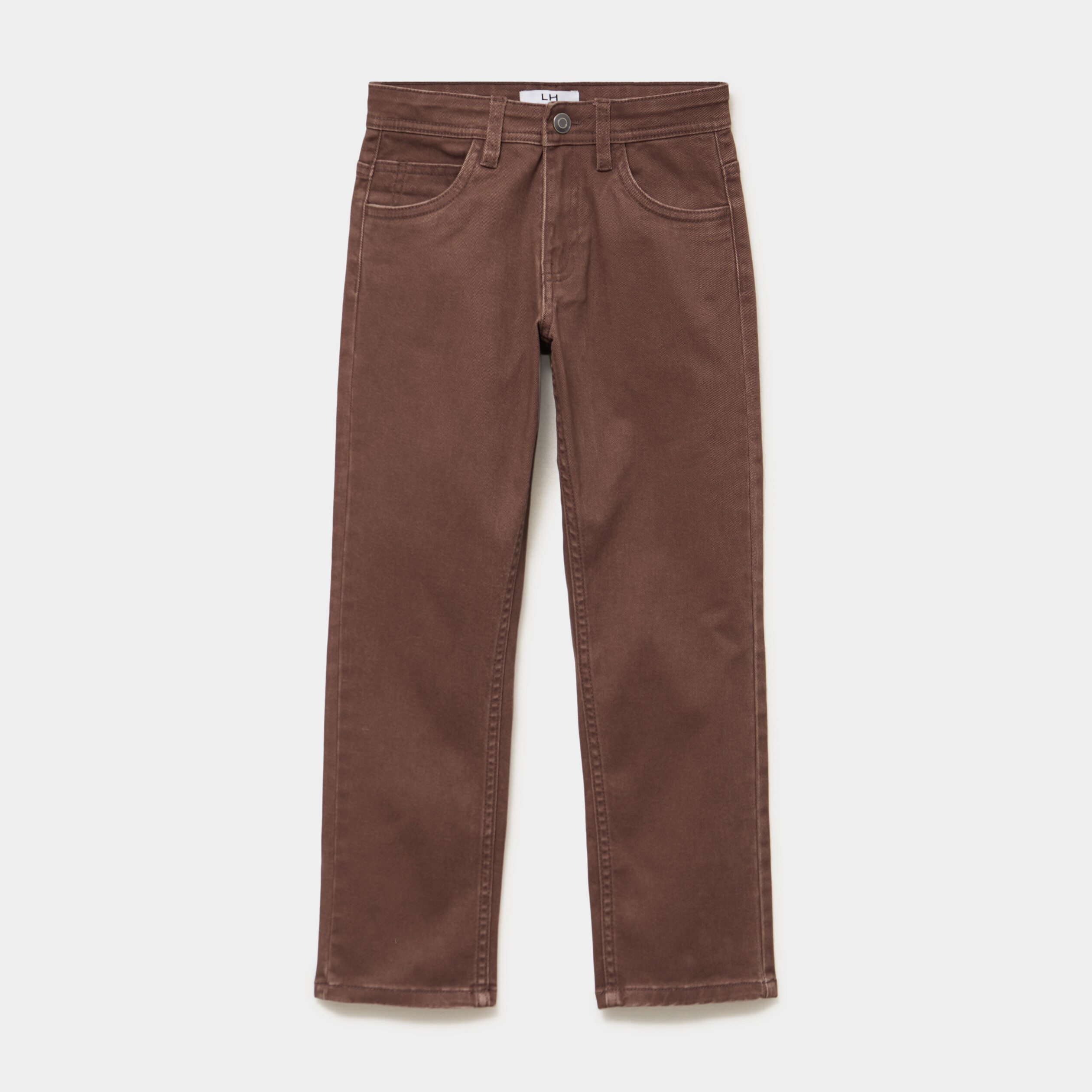 Pantalon regular coton majoritaire marron fonc&eacute; gar&ccedil;on