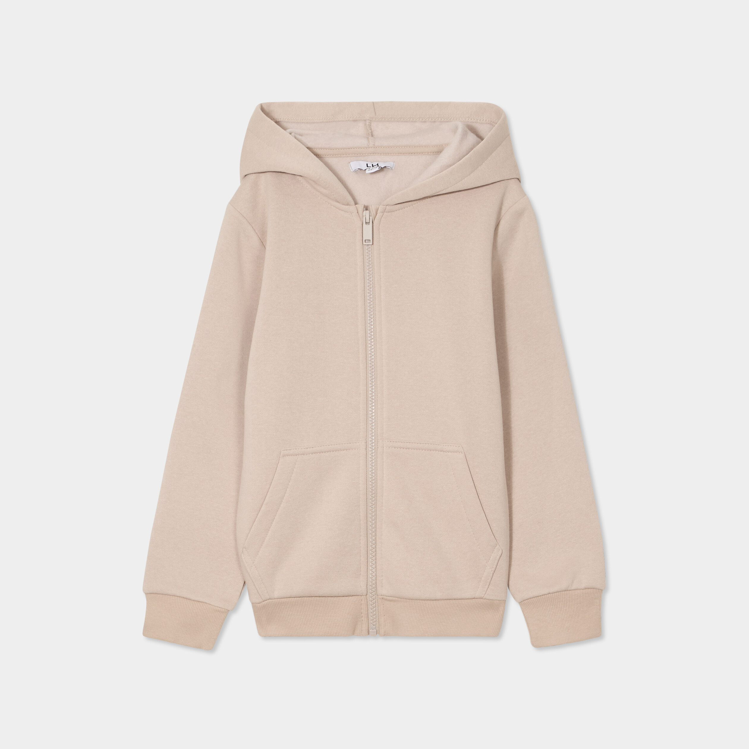 Sweat zipp&eacute; &agrave; capuche molleton gris fonc&eacute; gar&ccedil;on