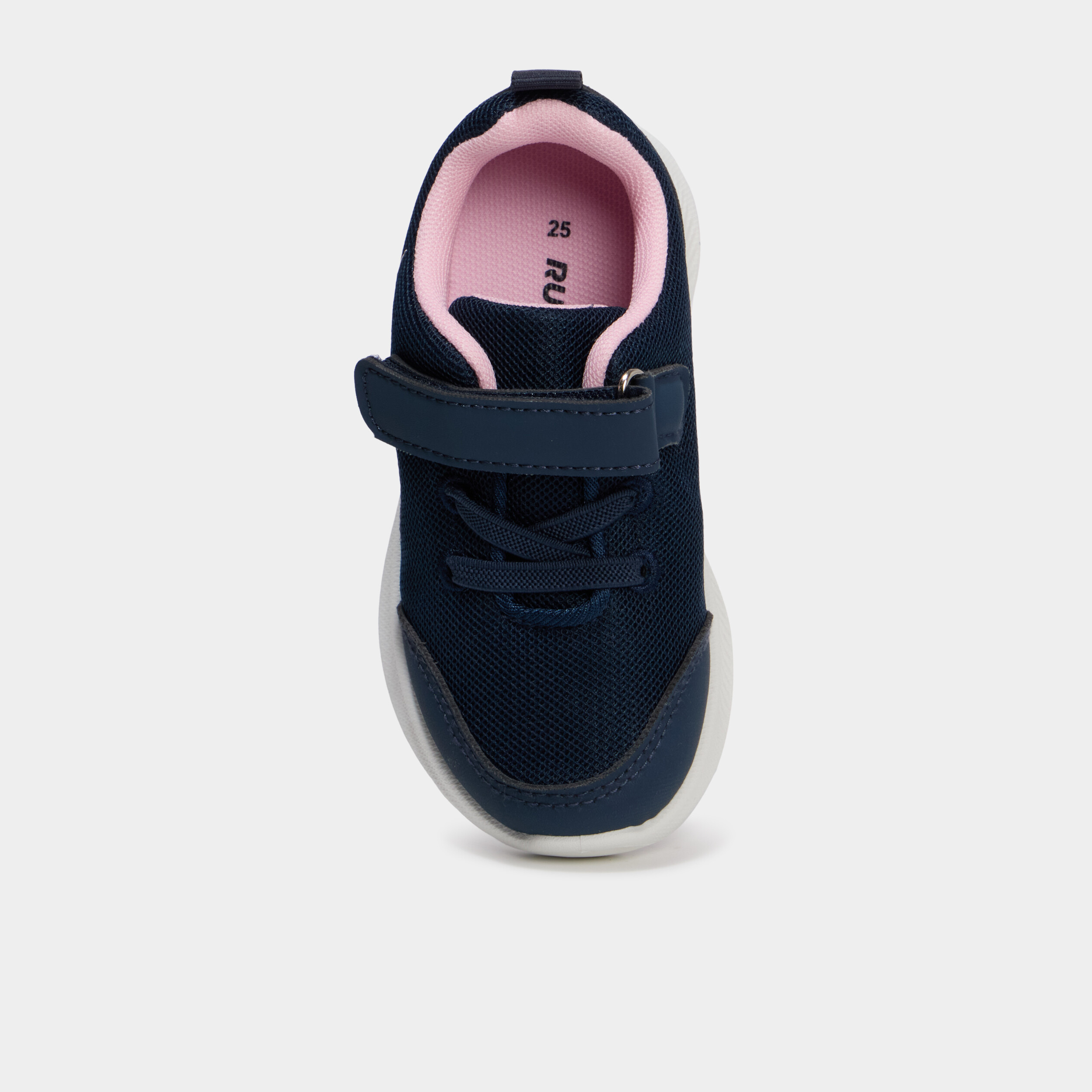 Baskets running &agrave; scratchs bleu marine fille