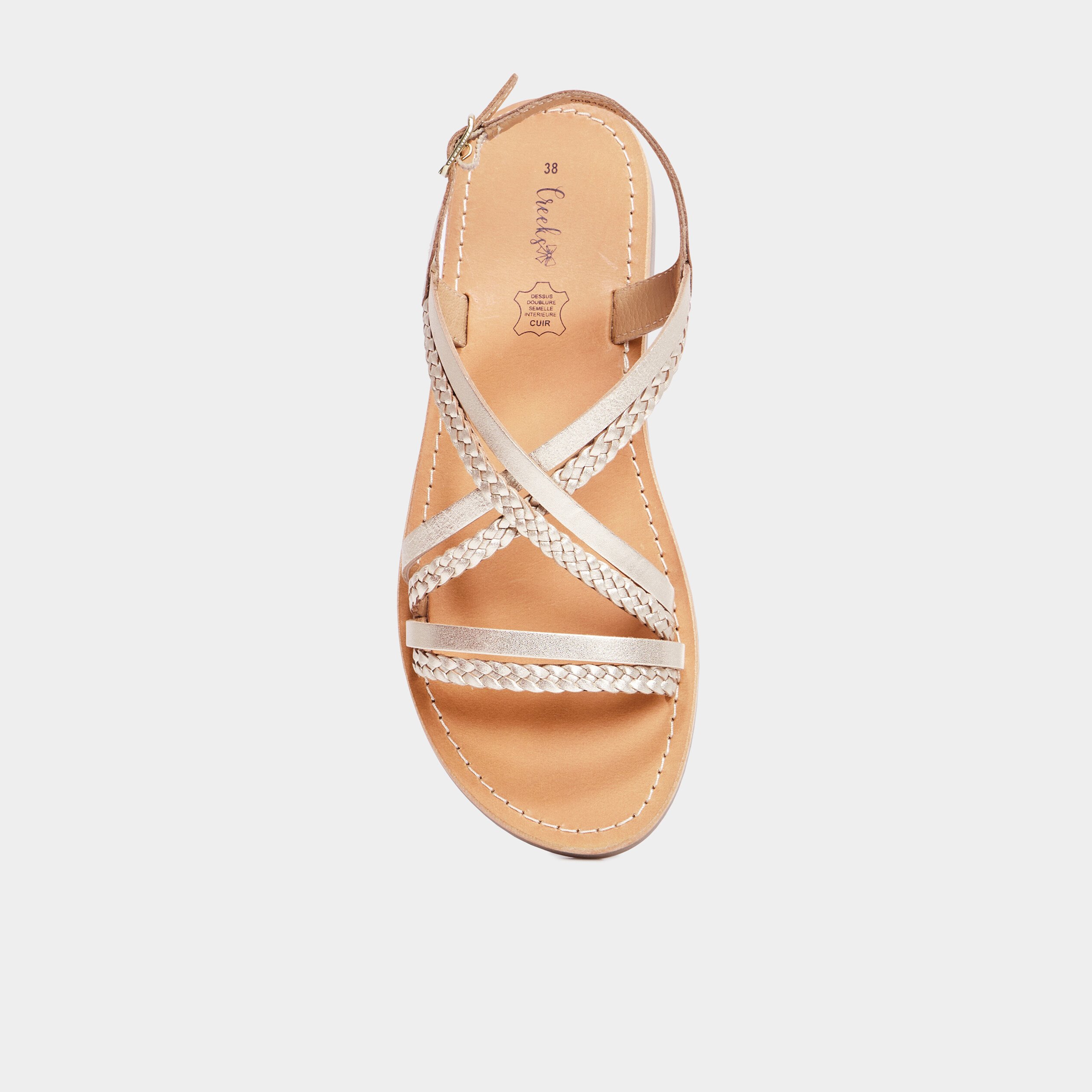 sandales brides tressees en cuir creeks jaune or fille Sandales brides tressées en cuir Creeks jaune or fille