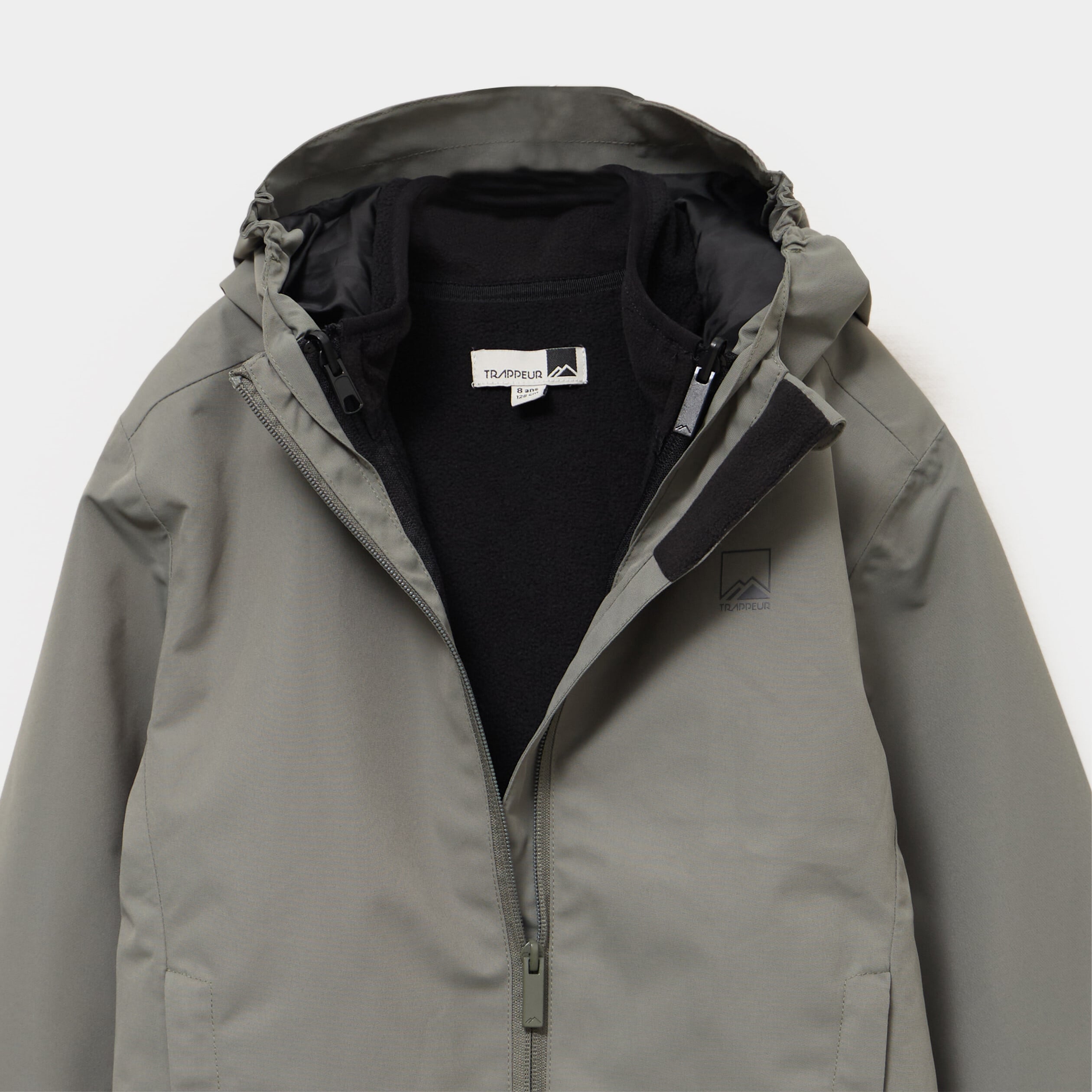 Parka 3-en-1 imperm&eacute;able &agrave; capuche gris gar&ccedil;on