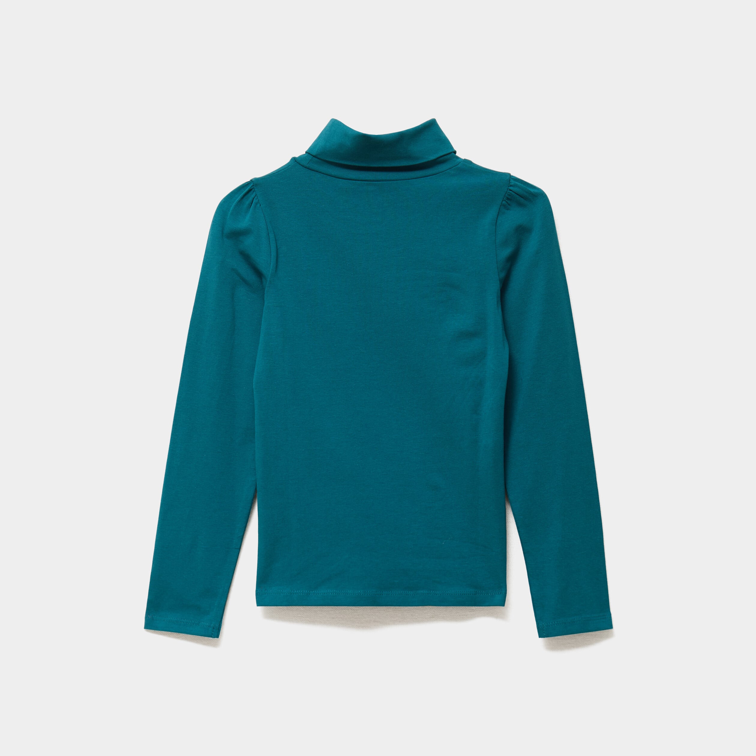 T-shirt col roul&eacute; manches longues coton vert fonc&eacute; fille