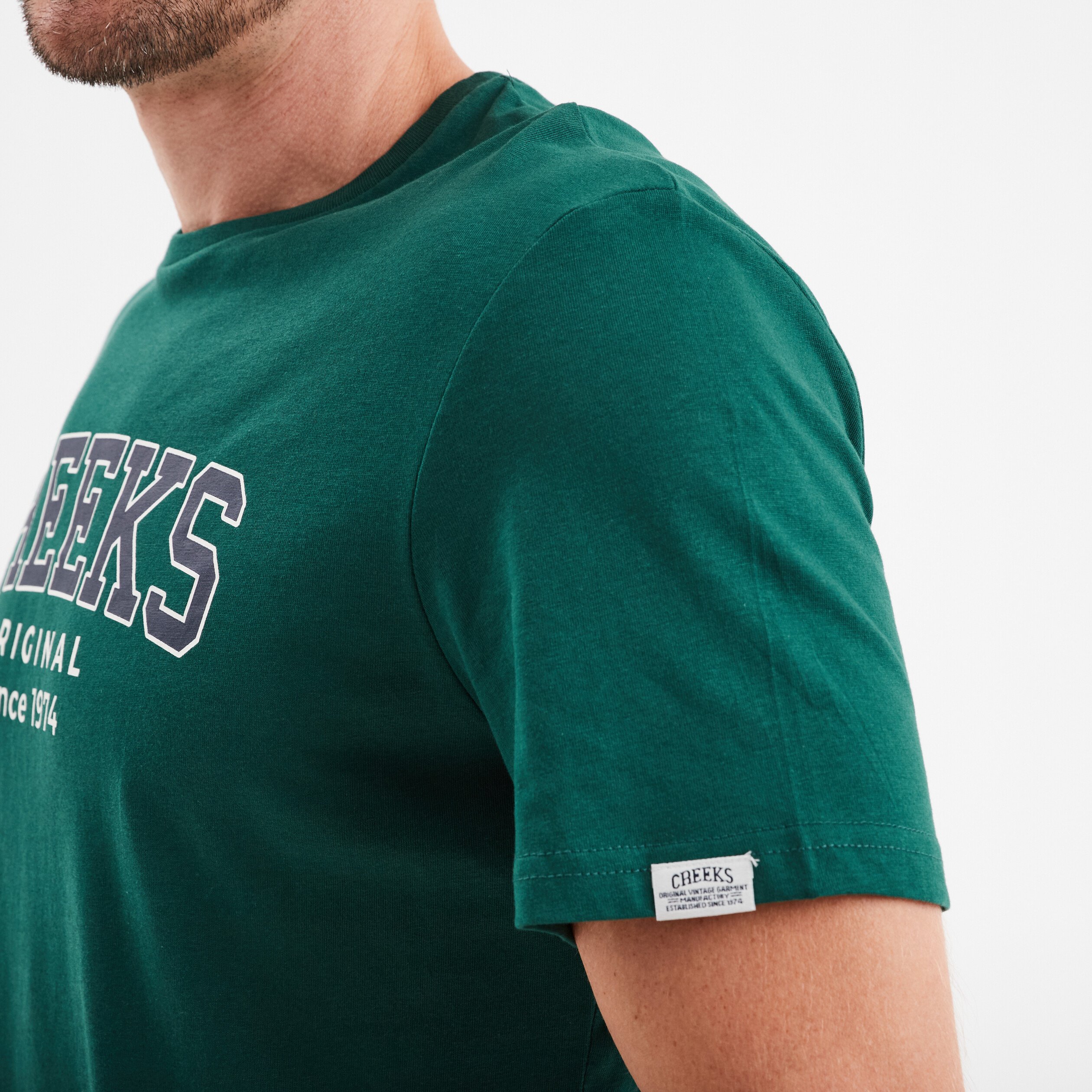 t shirt a manches courtes coton creeks vert fonce homme T-shirt à manches courtes coton Creeks vert foncé homme