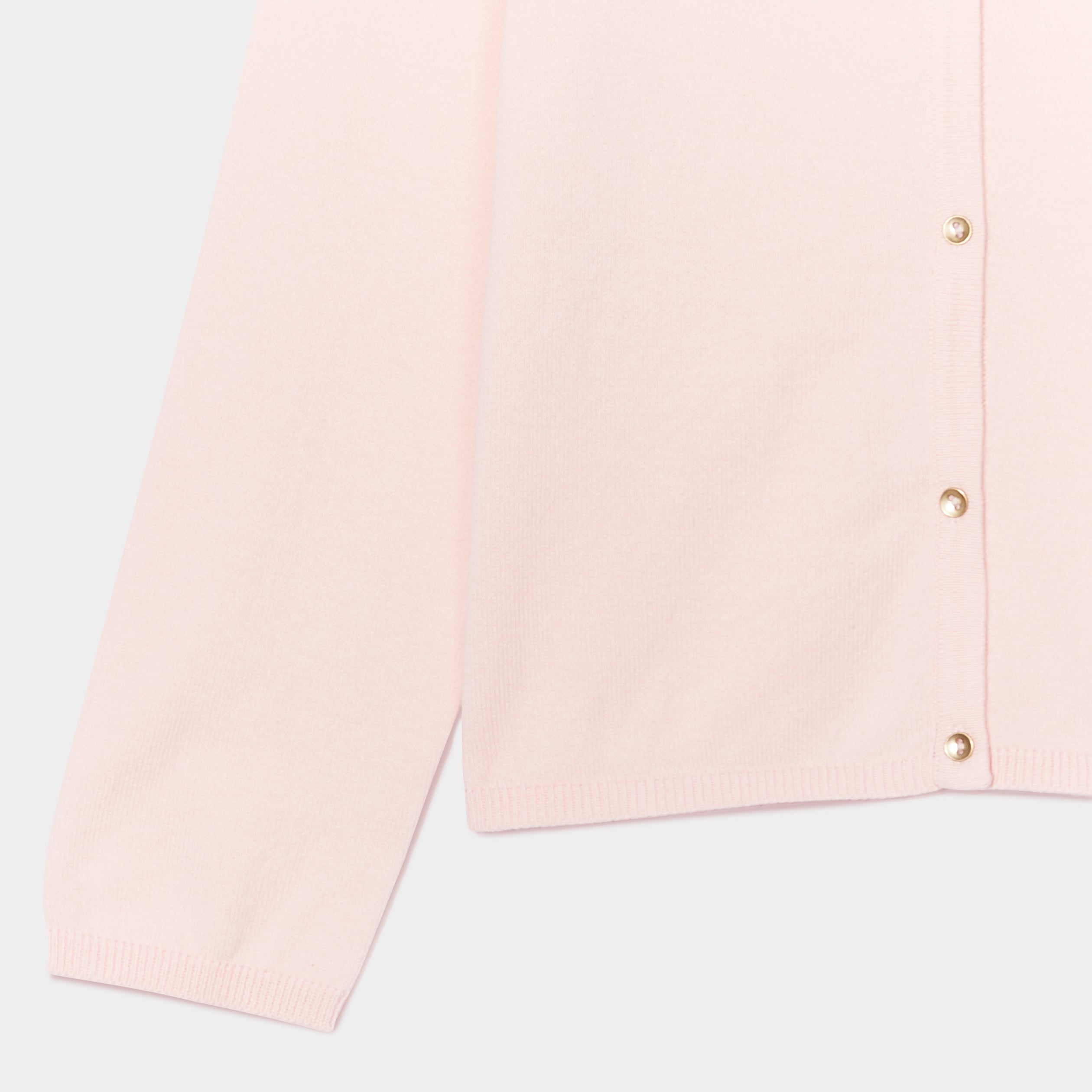 Gilet boutonn&eacute; coton m&eacute;lang&eacute; rose fille