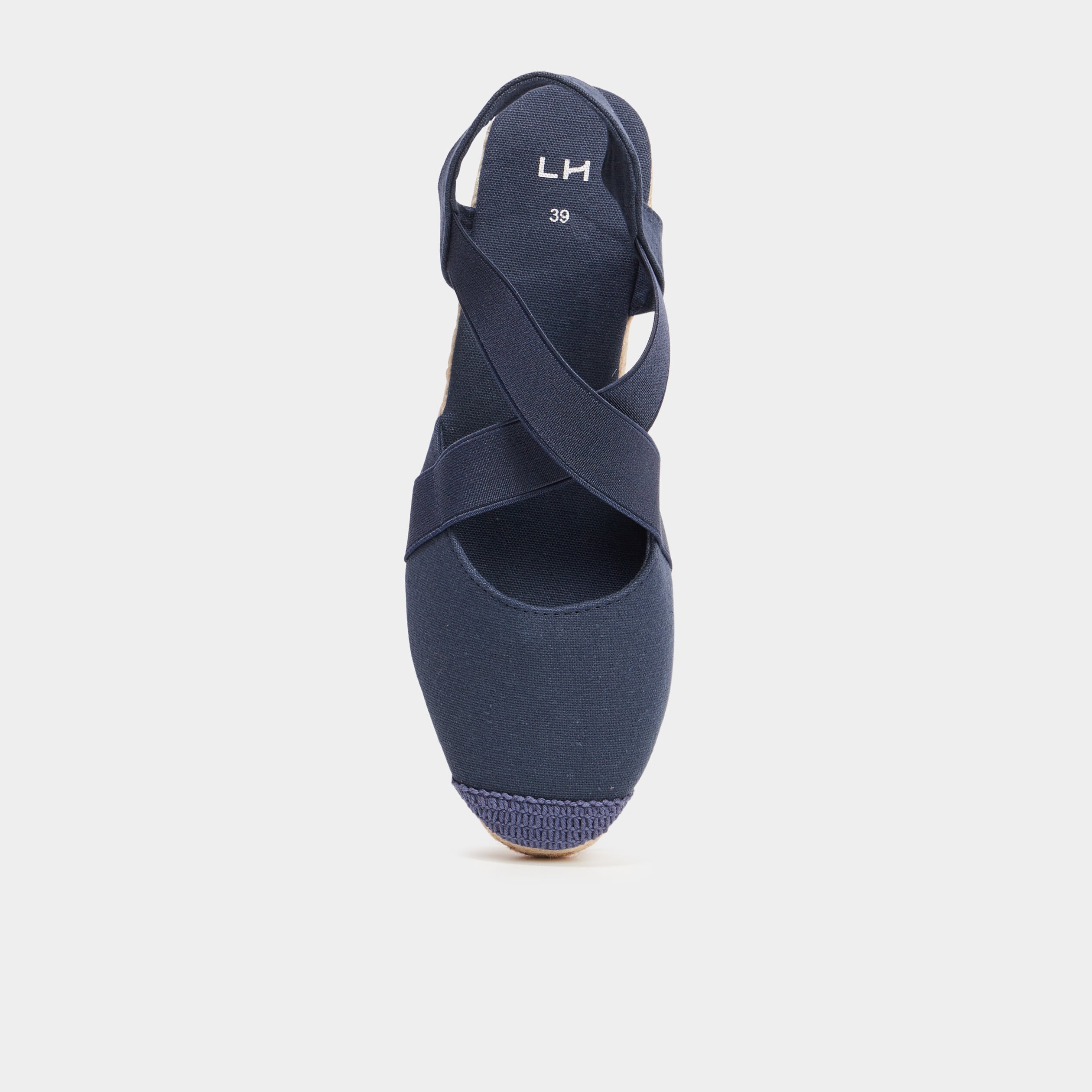 Sandales espadrilles compens&eacute;es bleu femme