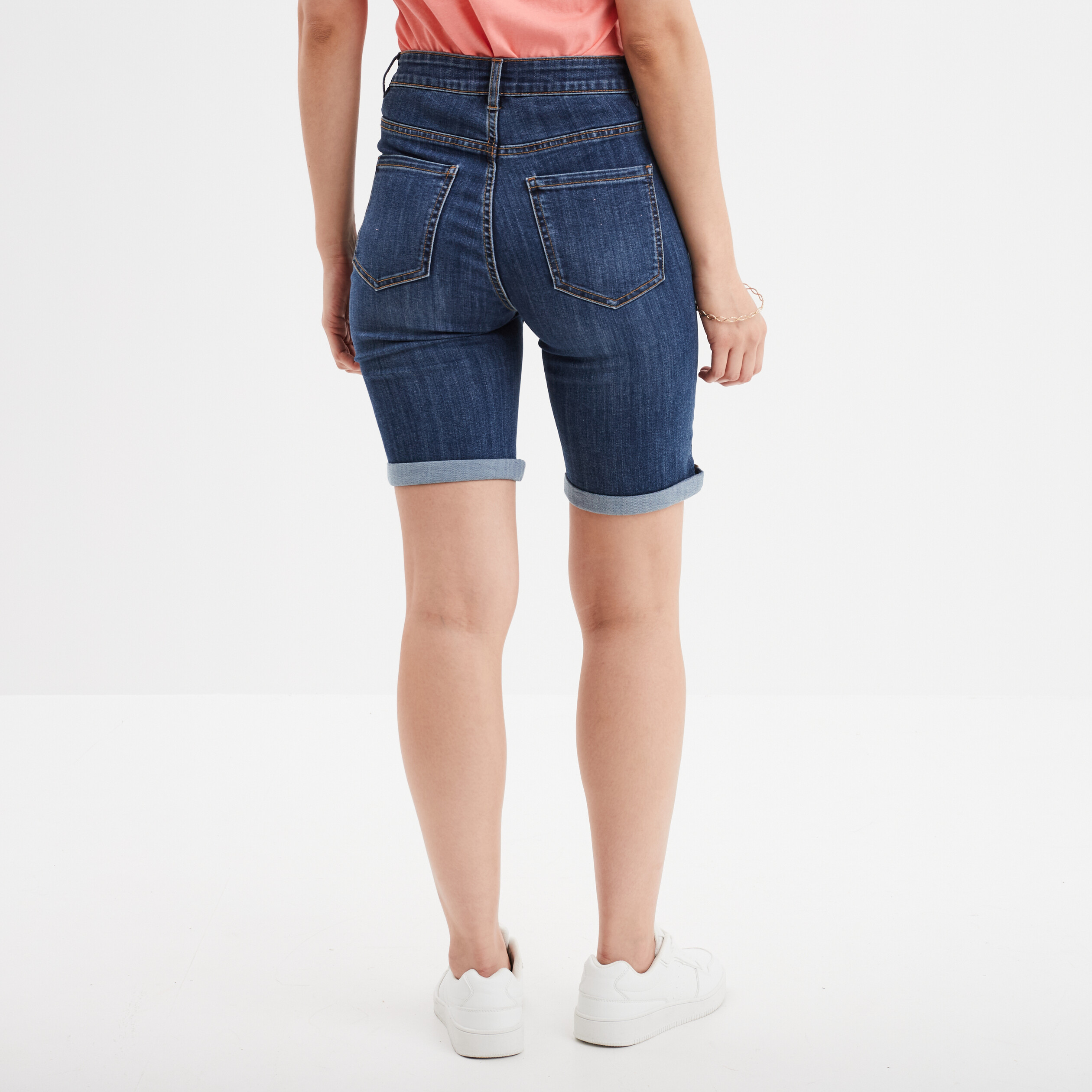 Bermuda en jean slim denim stone femme