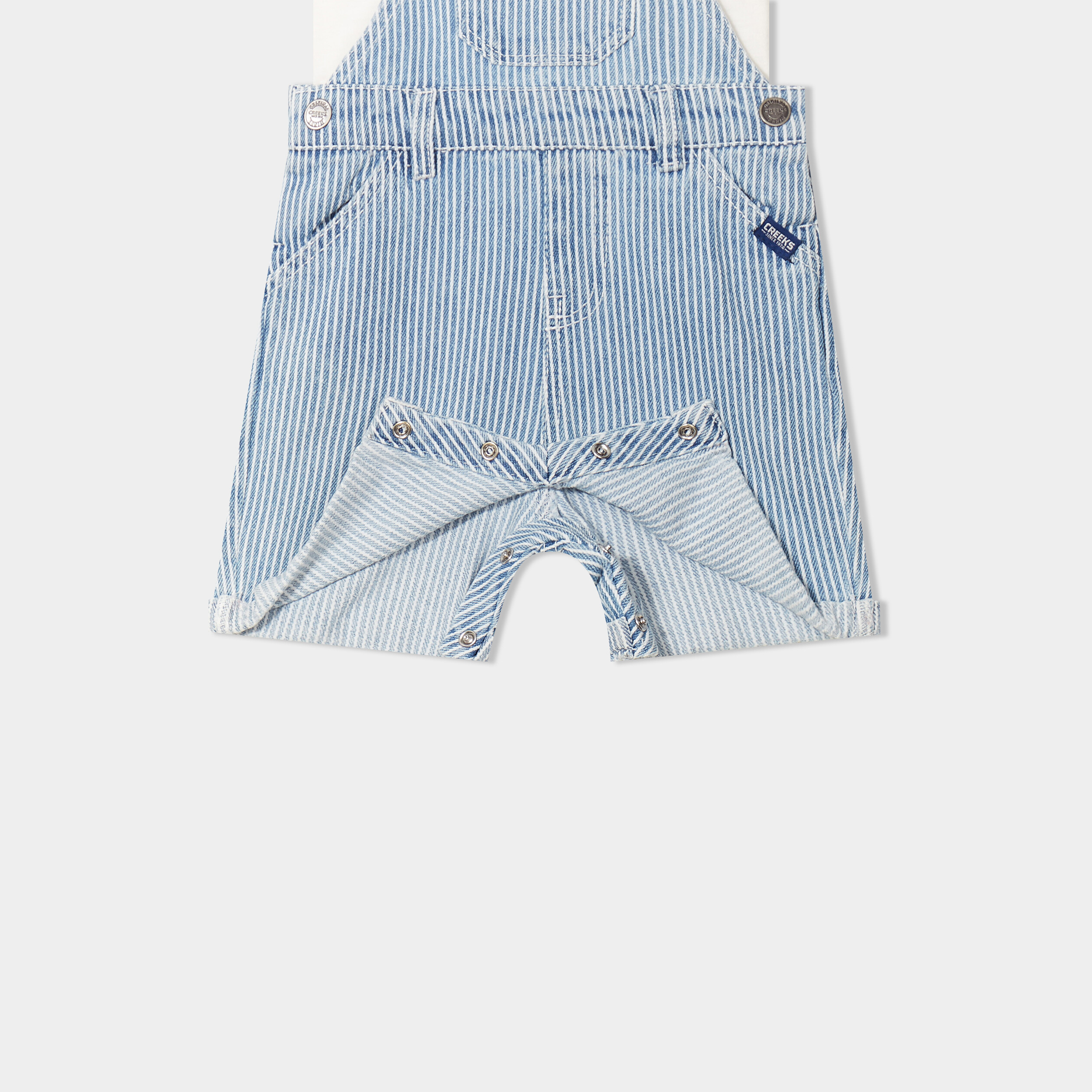 Ensemble 2 pi&egrave;ces coton salopette jean bleu clair b&eacute;b&eacute; gar&ccedil;on