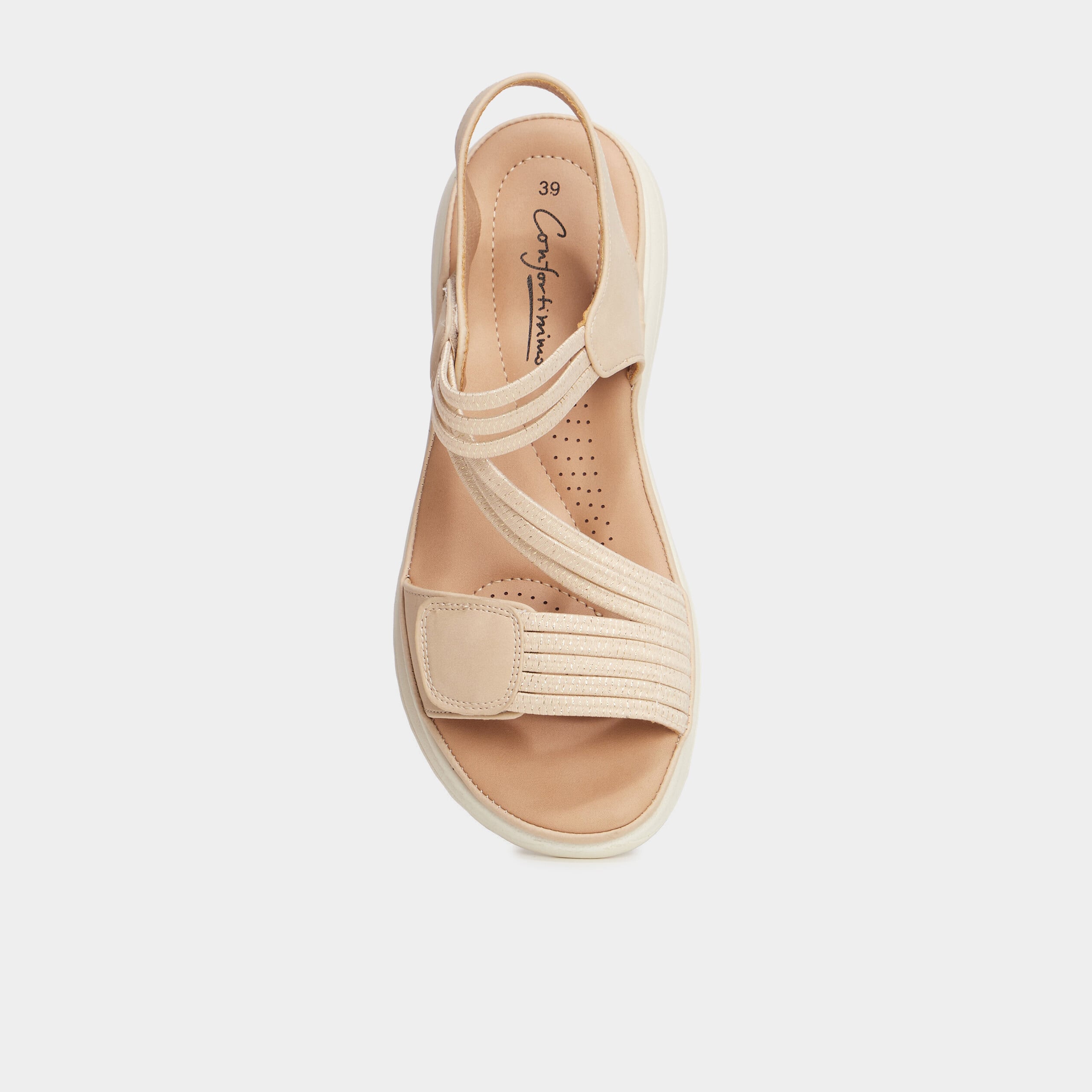 Sandales pied large Confortissimo sable femme