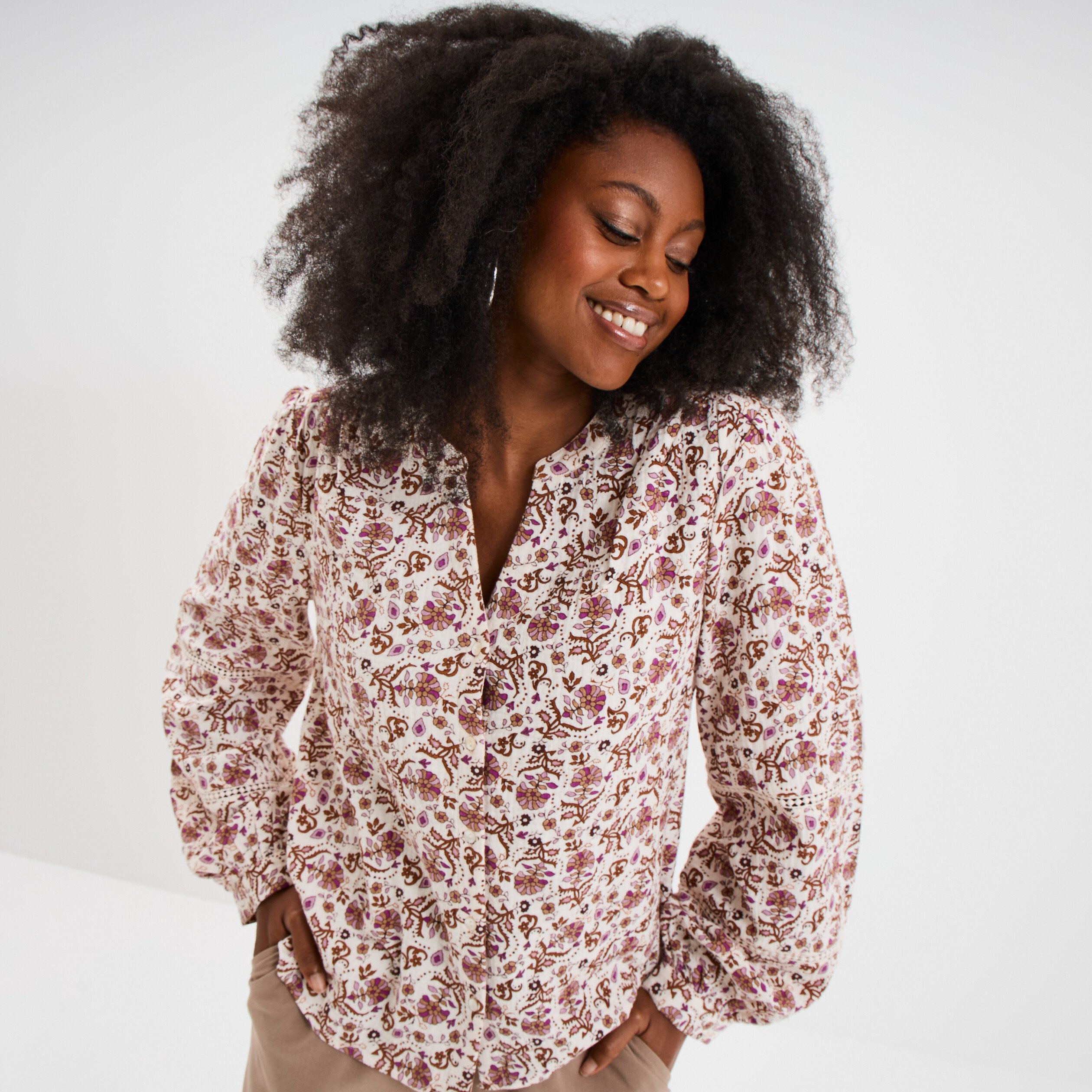 blouse manches ballons coton blanc femme Blouse manches ballons coton blanc femme