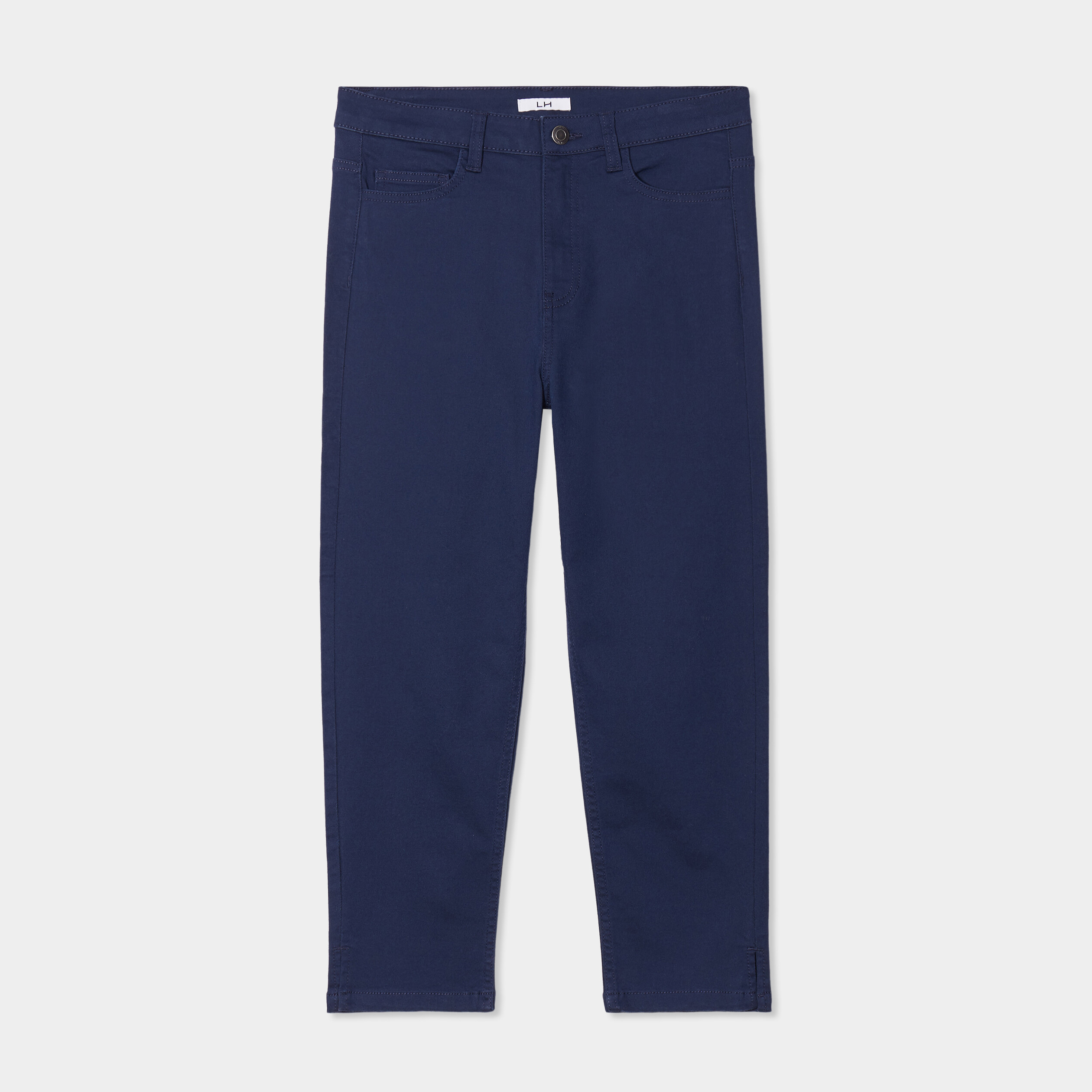 Pantacourt slim 5 poches bleu marine femme