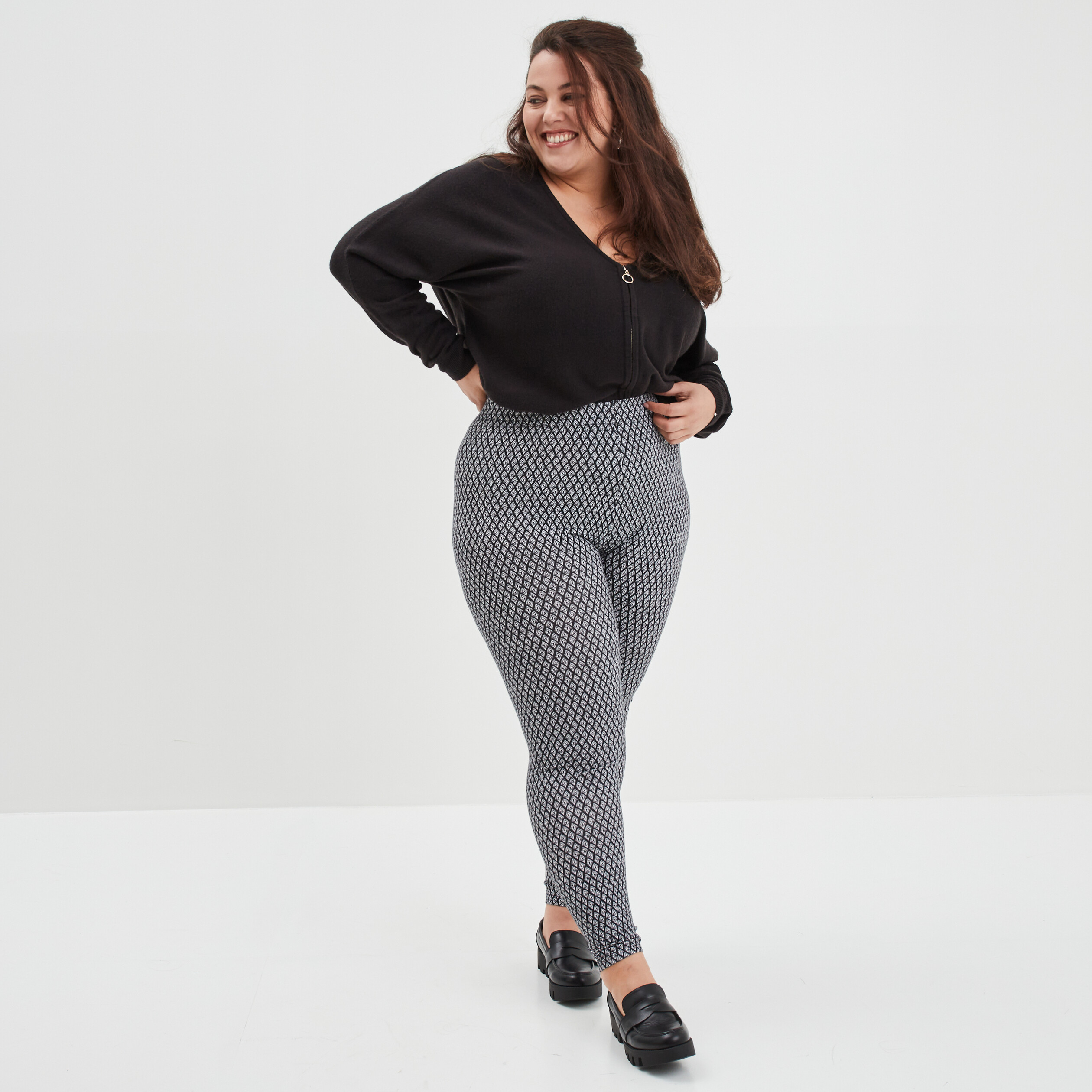 Pantalon legging noir femme grande taille