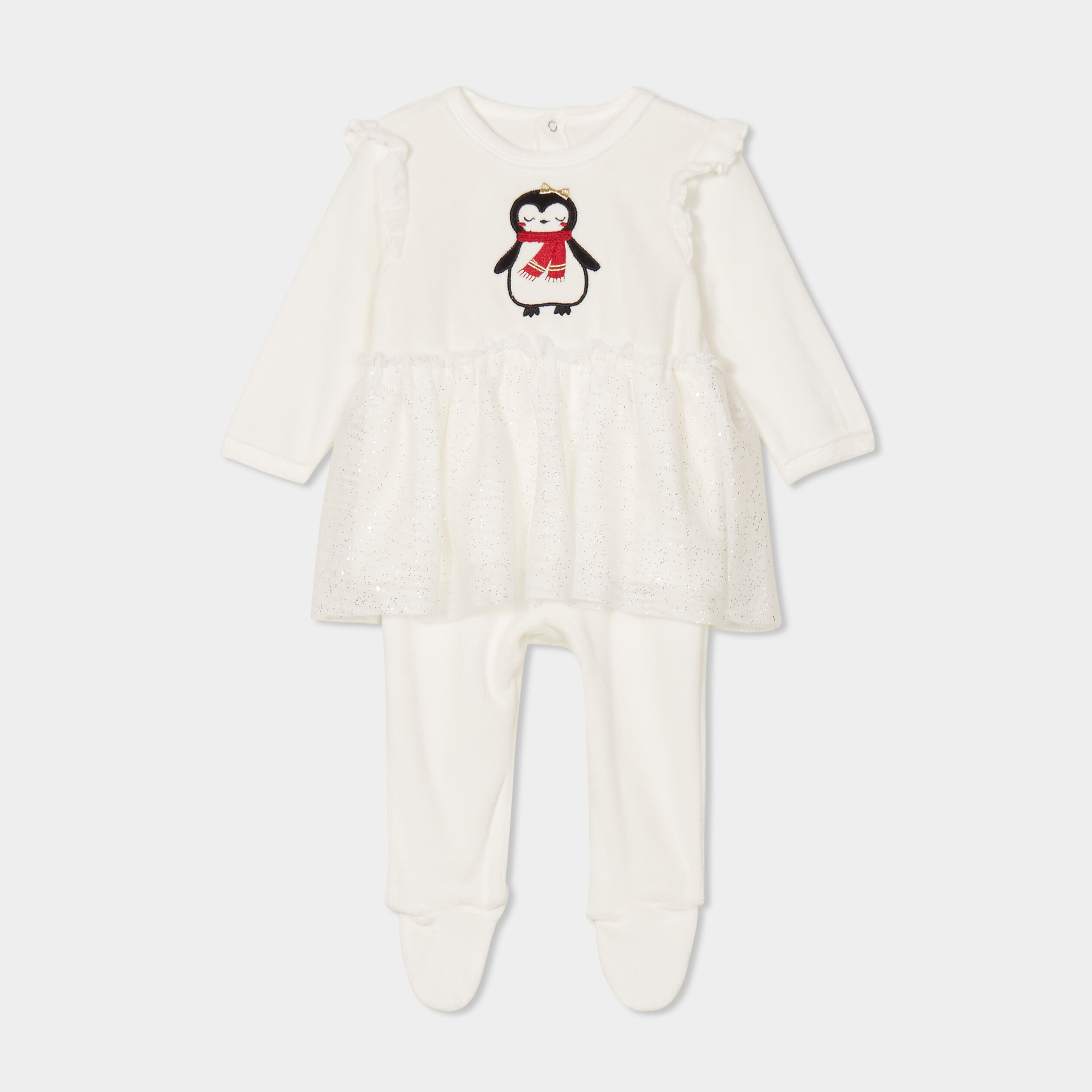 Dors-bien No&euml;l manches longues boutonn&eacute; ivoire b&eacute;b&eacute; fille